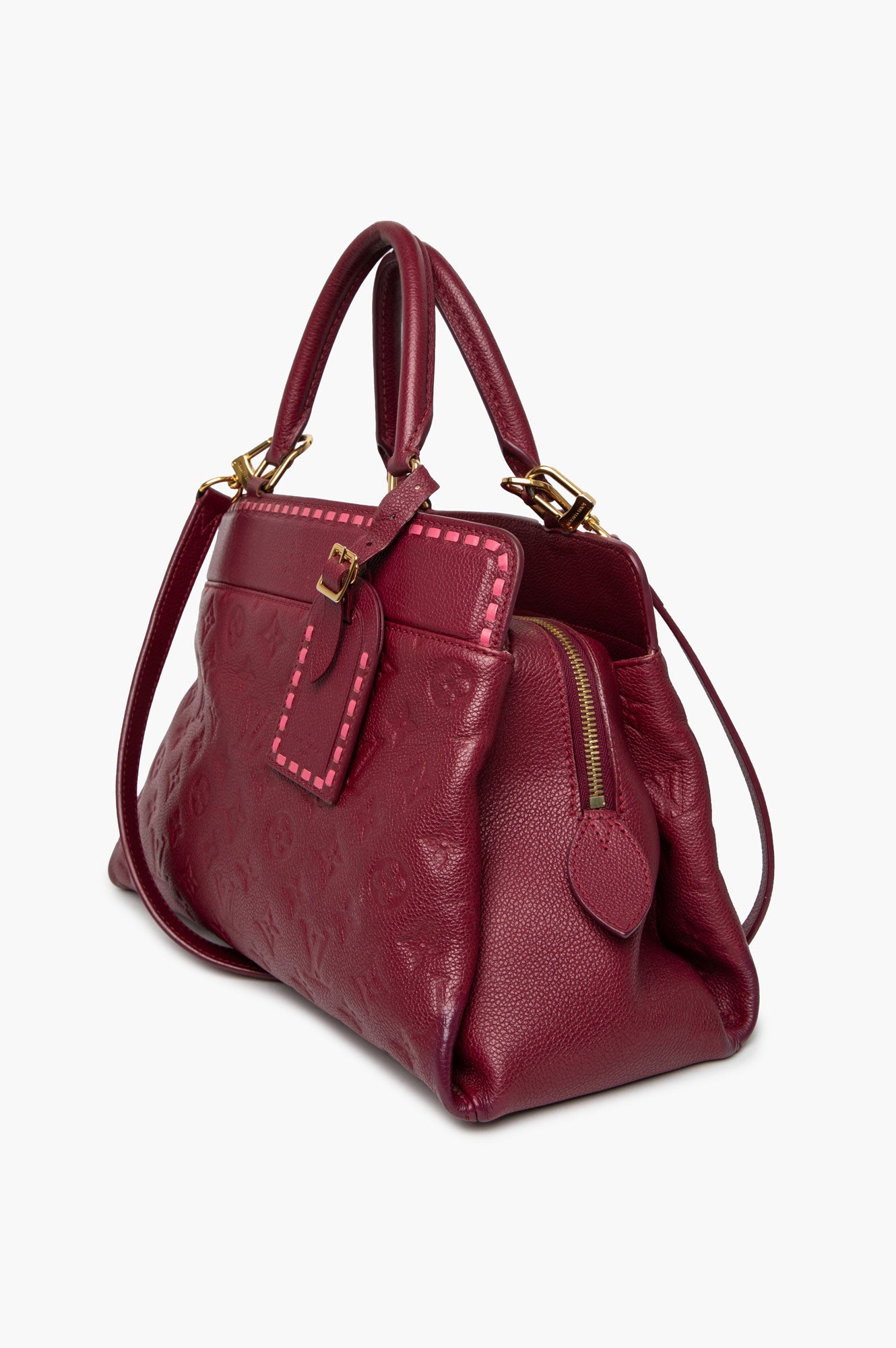 Louis Vuitton Monogram Burgundy Empreinte Vosges MM Satchel Shoulder Bag