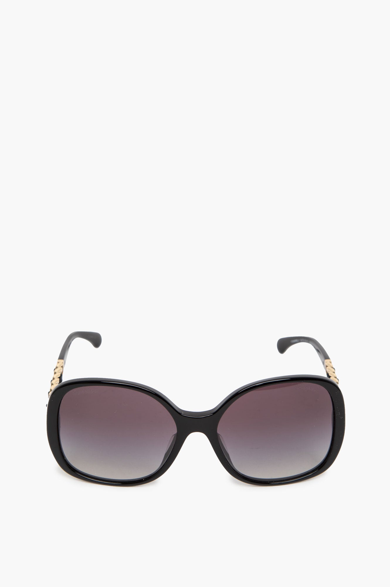 Chanel Black Gold Metal Chain CC Logo Sunglasses