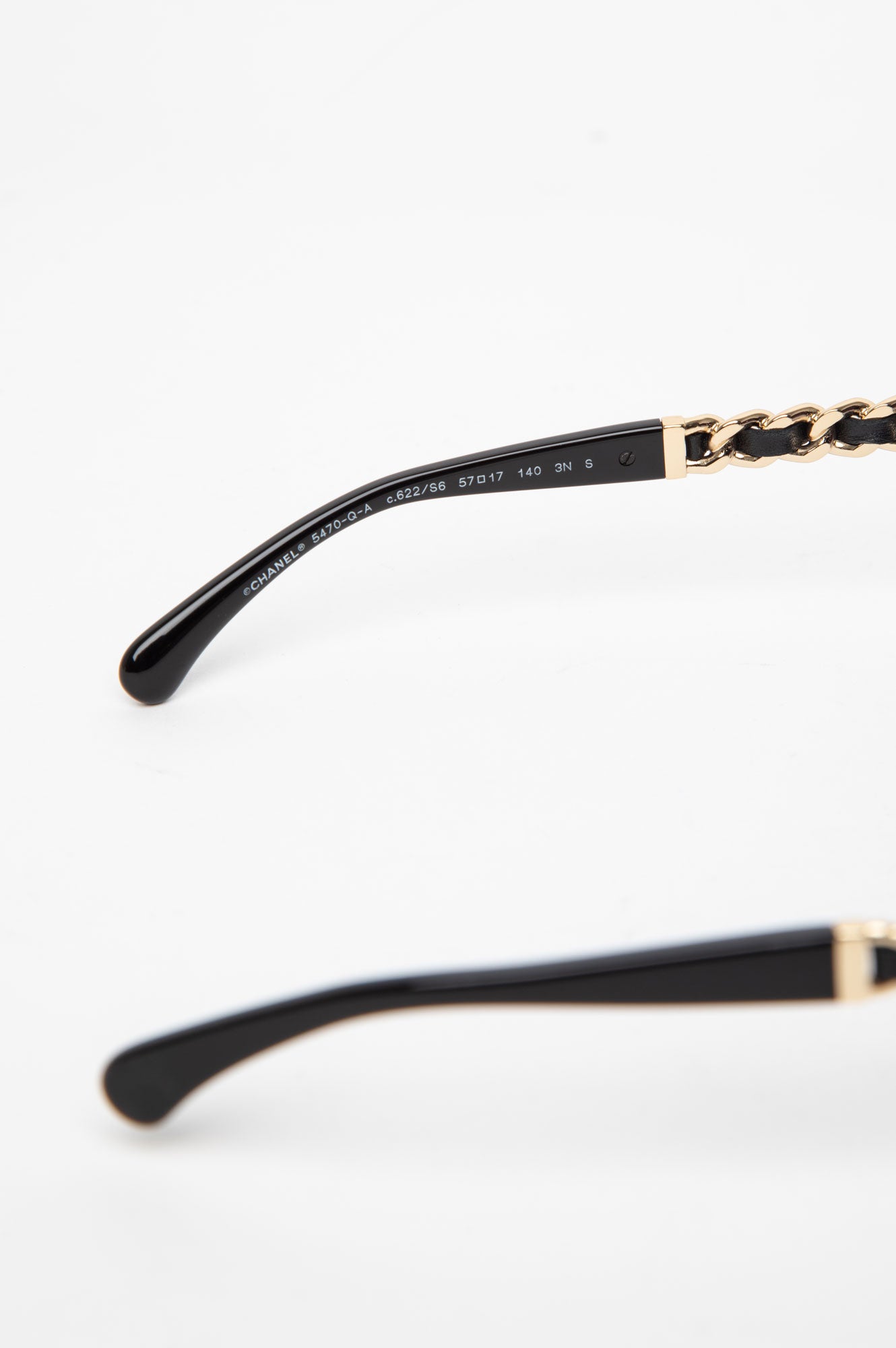 Chanel Black Gold Metal Chain CC Logo Sunglasses