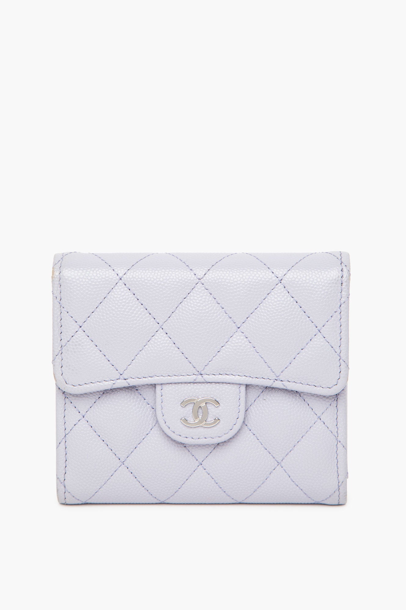 Chanel Light Purple Caviar Quilted Flap Card Holder Wallet