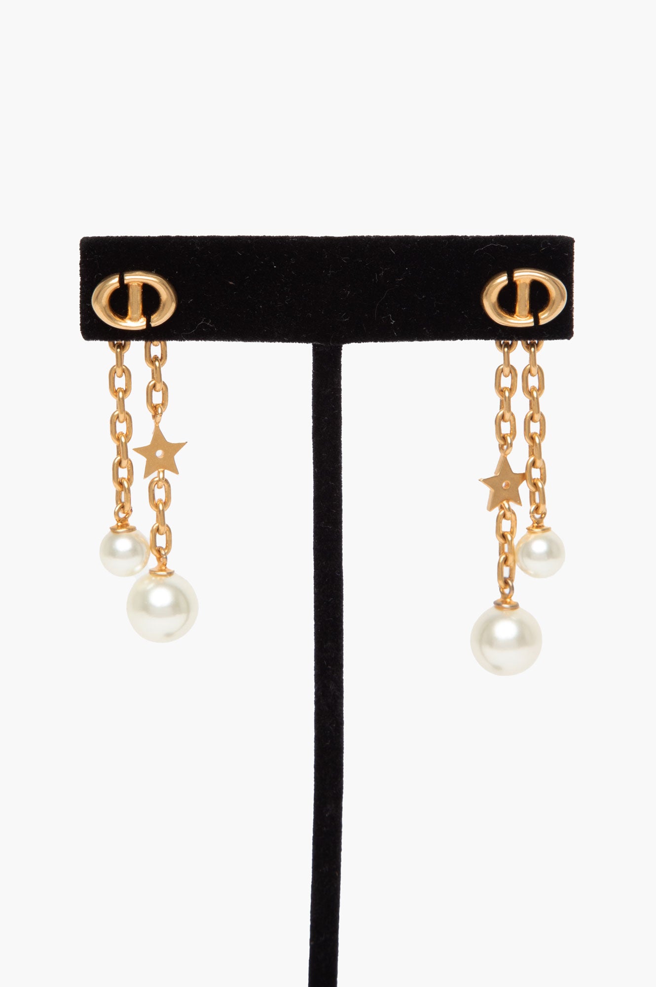 Christian Dior Tribales Gold Pearl Drop Earrings
