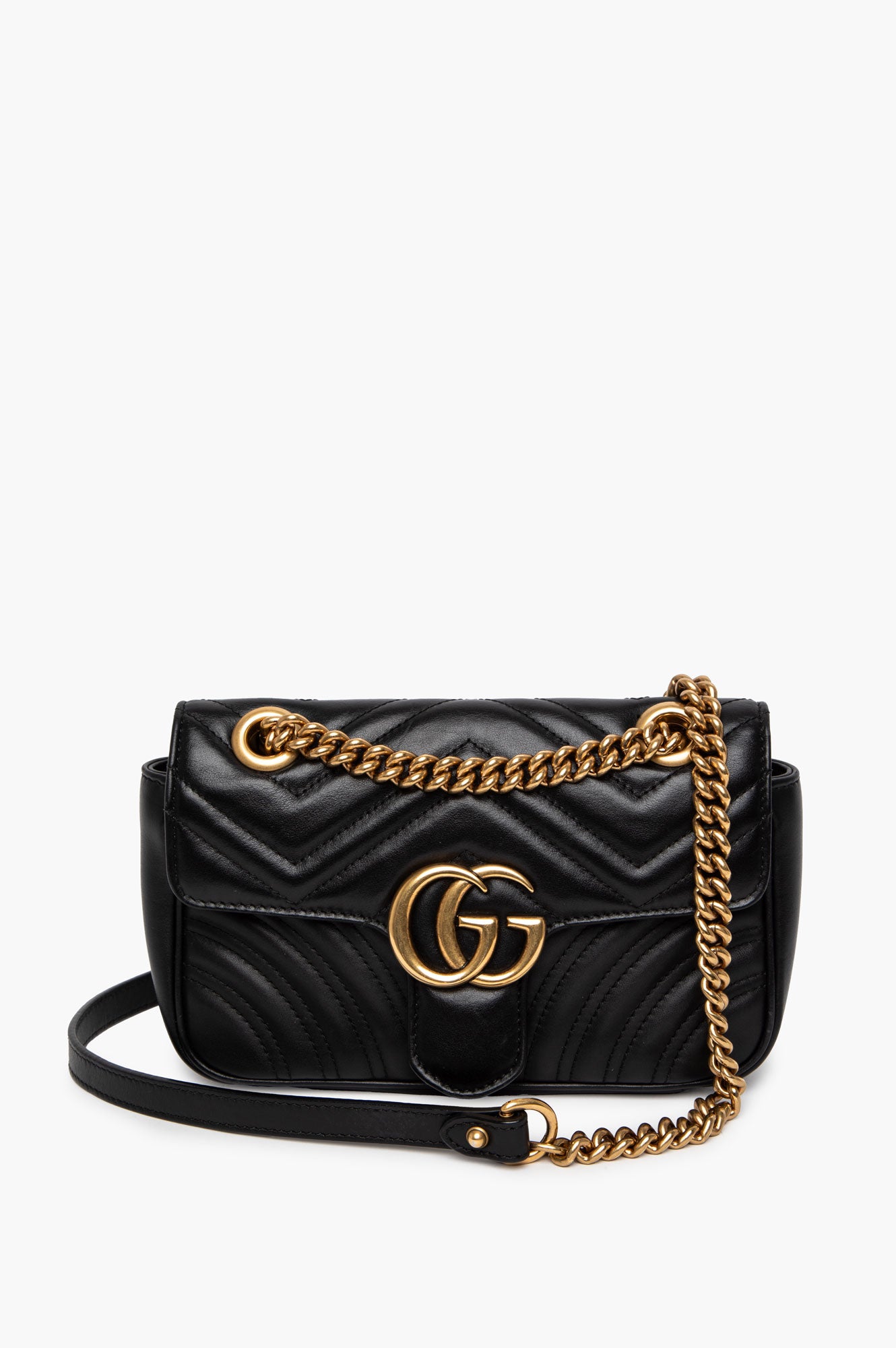 Gucci Small GG Marmont Black Leather Bag