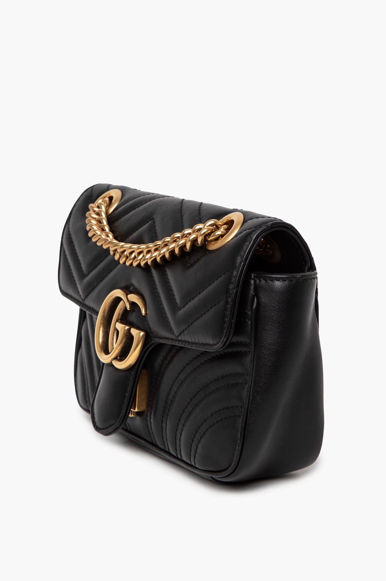 Gucci Small GG Marmont Black Leather Bag