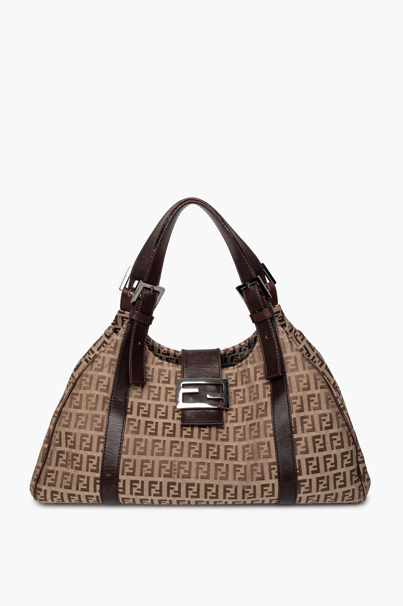 Fendi Zucchino Brown Canvas Shoulder Bag