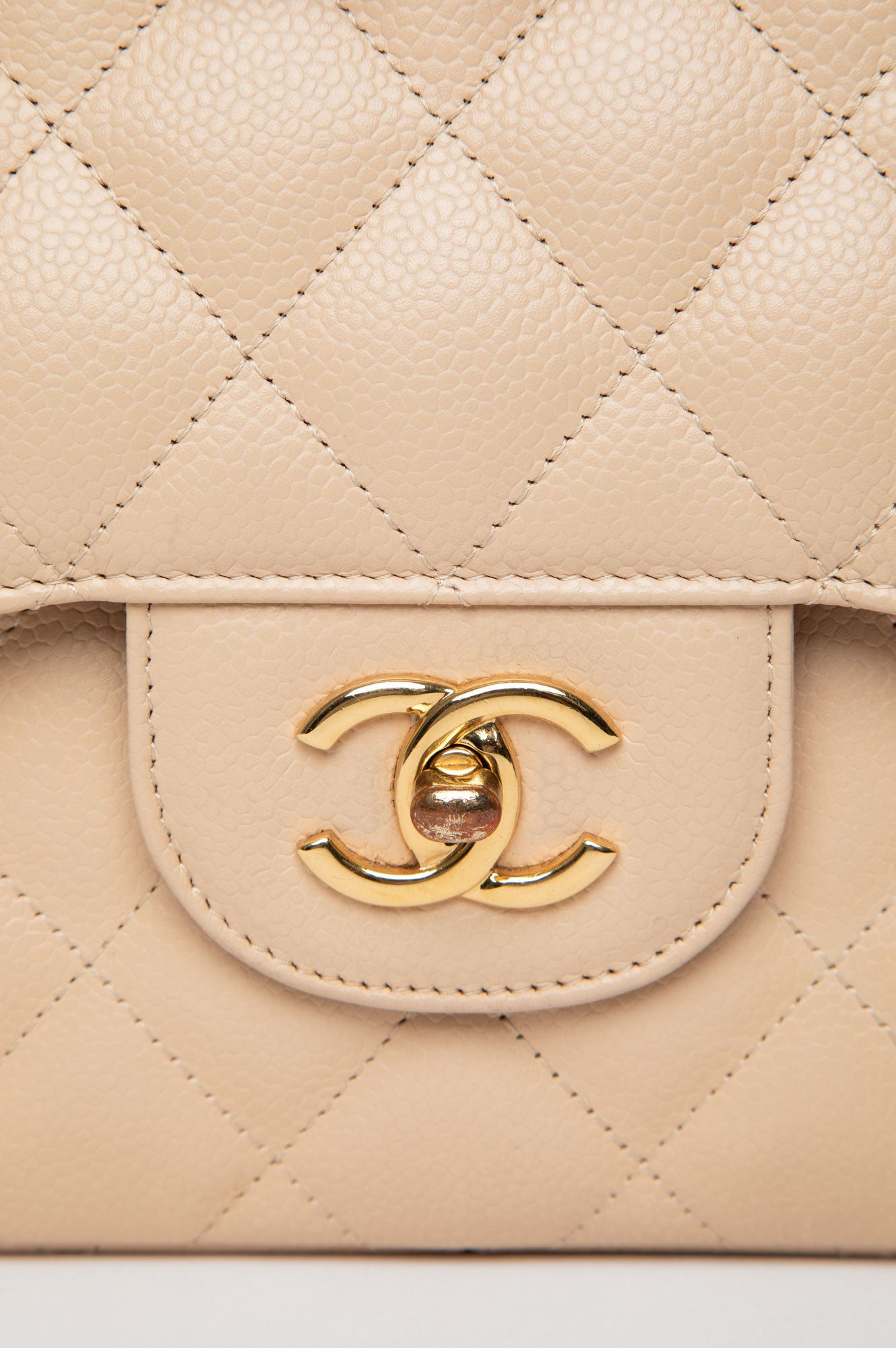 Chanel Beige Caviar Jumbo Classic Double Flap Bag