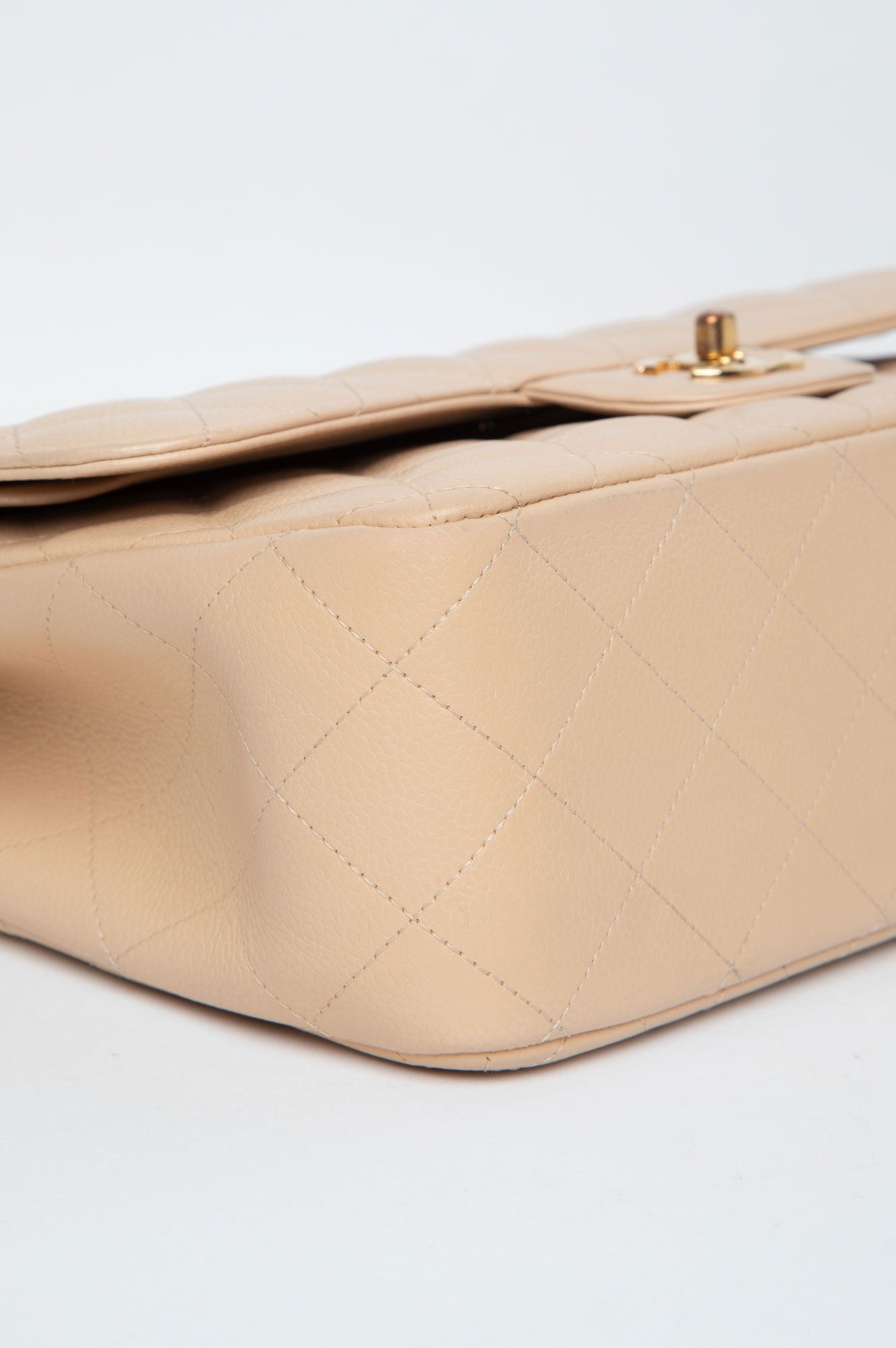 Chanel Beige Caviar Jumbo Classic Double Flap Bag