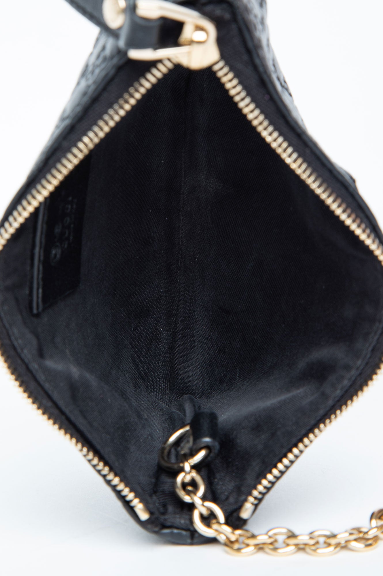 Gucci Guccissima Black Monogram Leather Key Ring Zip Pouch