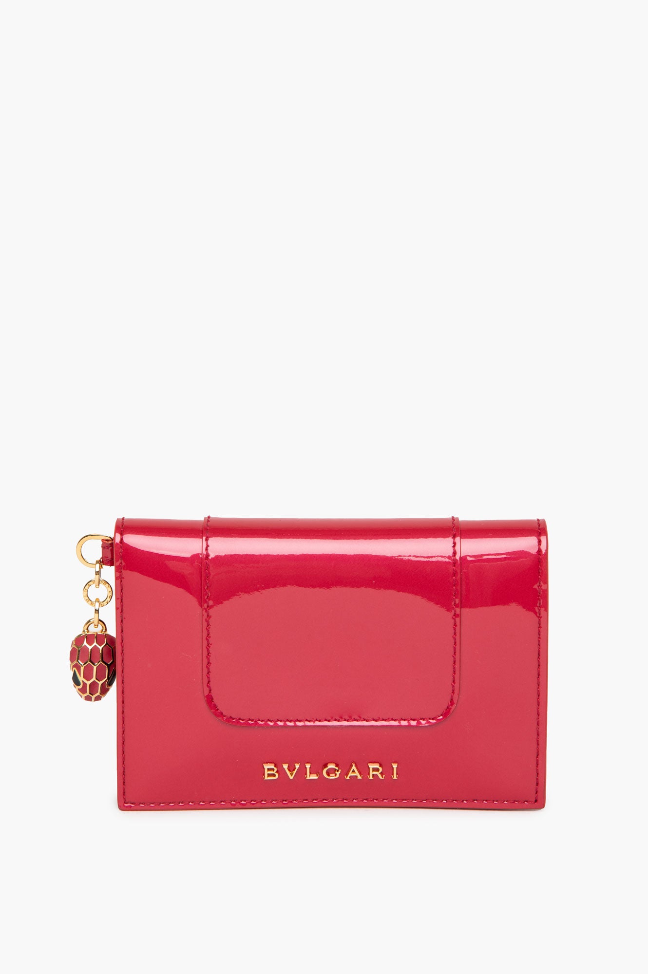 Bvlgari Pink Patent Serpenti Forever Bi-fold Wallet