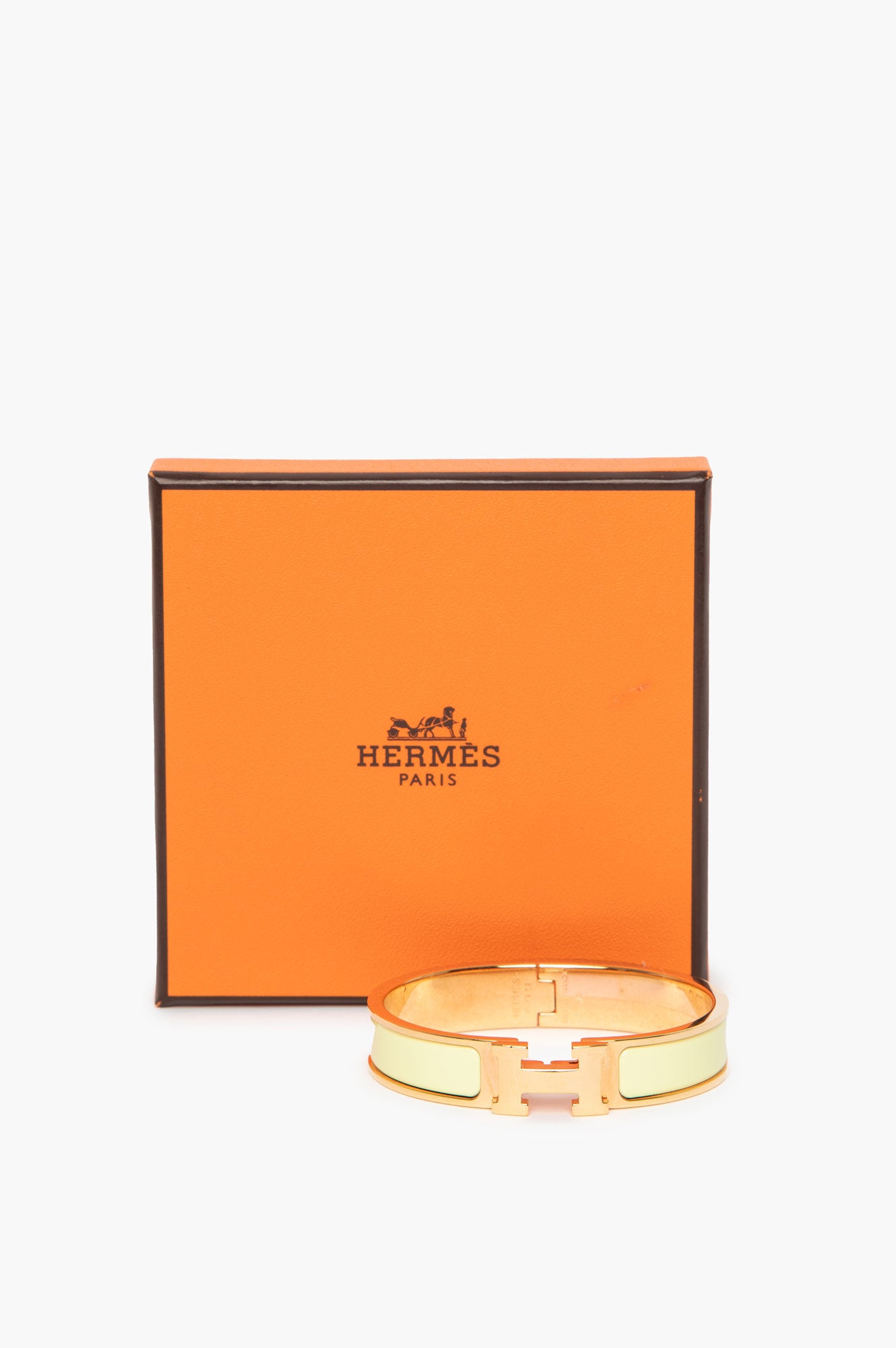 Hermes Clic H Jaune Citron Enamel Bracelet Size PM