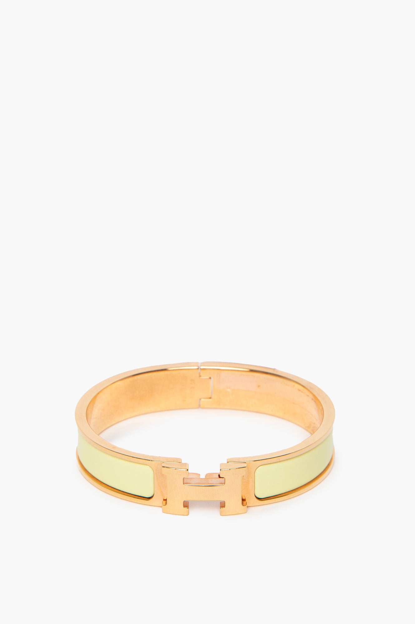 Hermes Clic H Jaune Citron Enamel Bracelet Size PM