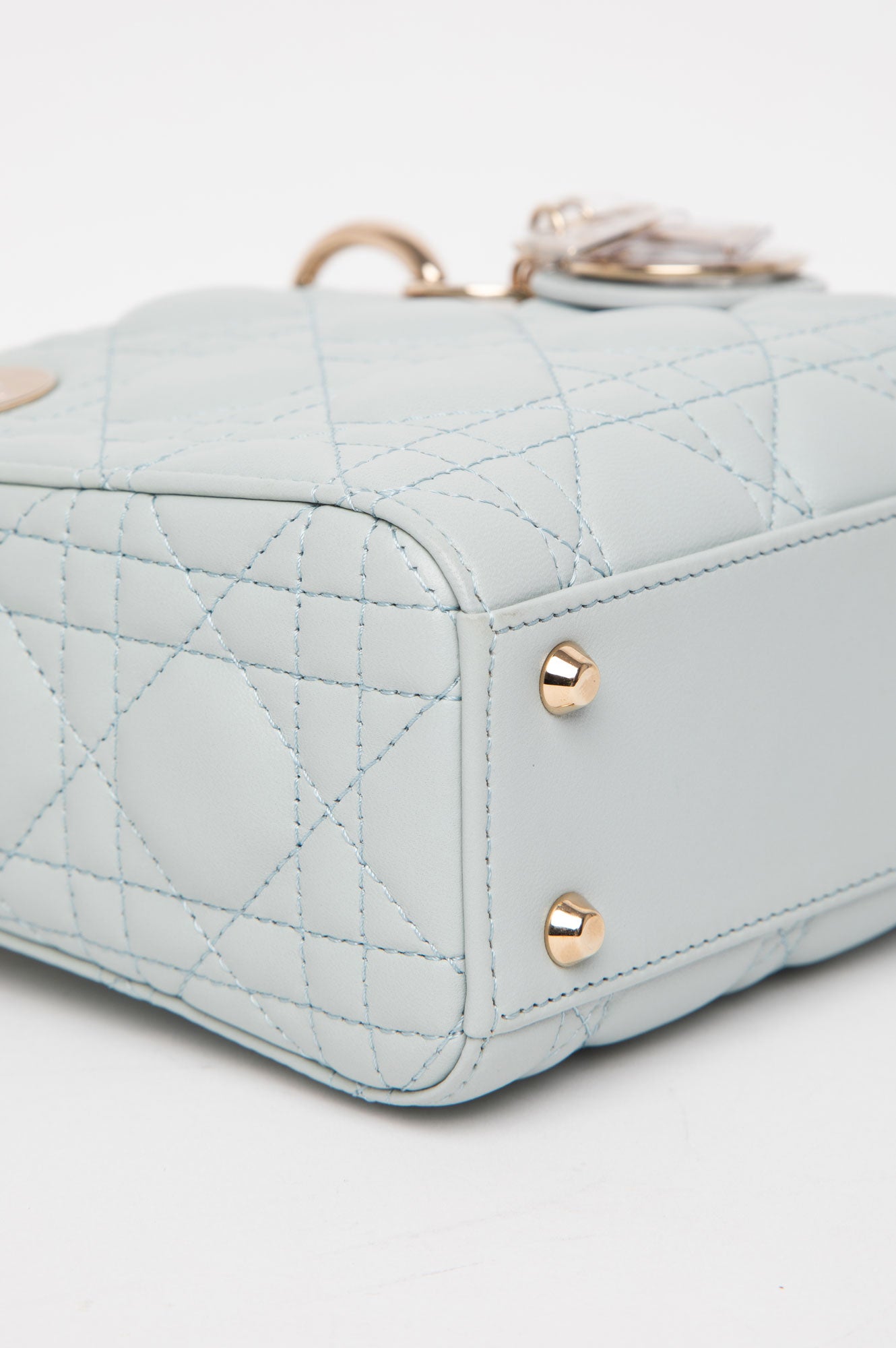 Christian Dior Mini Placid Blue Cannage Lady Dior