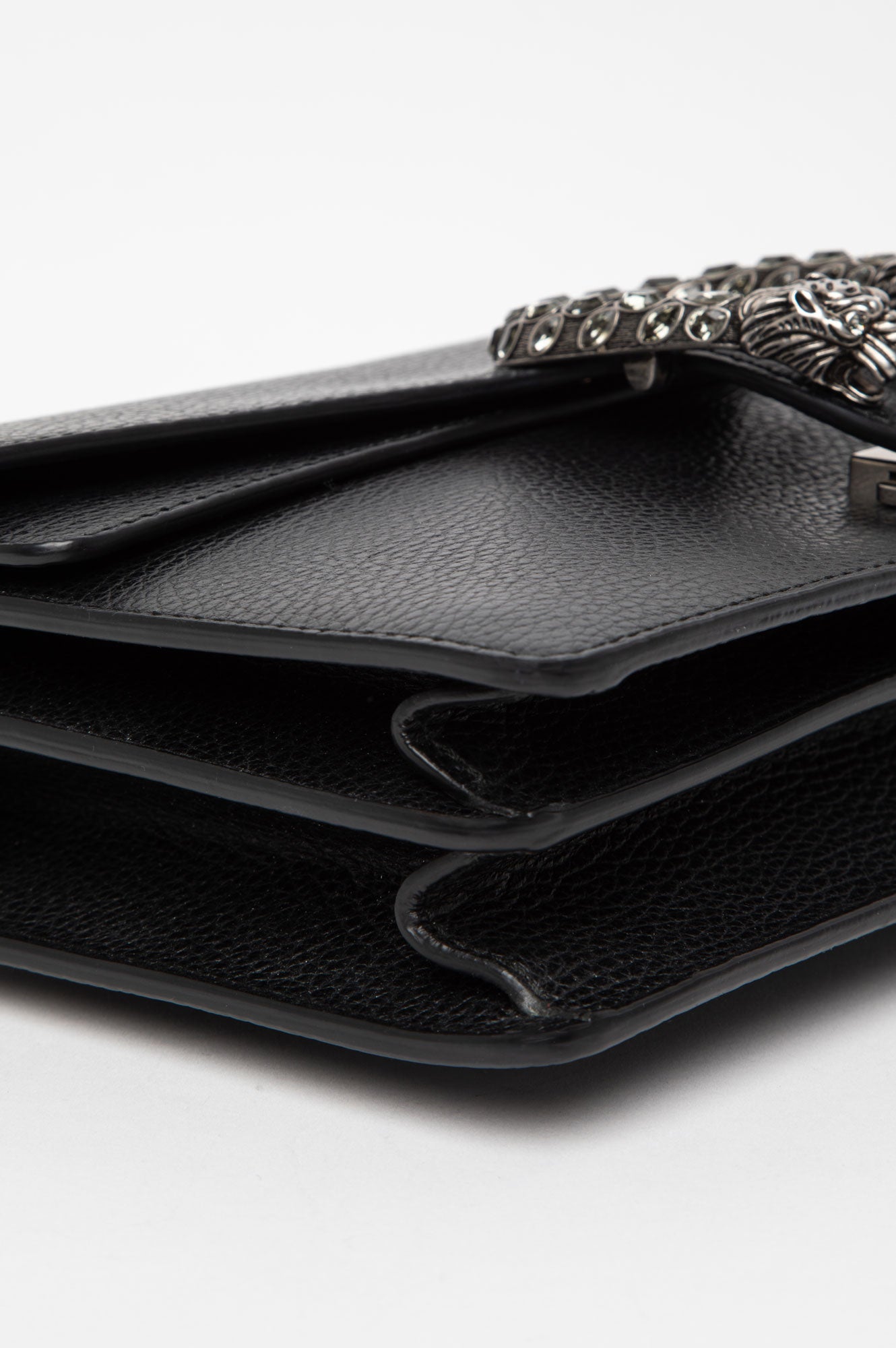 Gucci Medium Black Pebbled Leather Dionysus Shoulder Bag