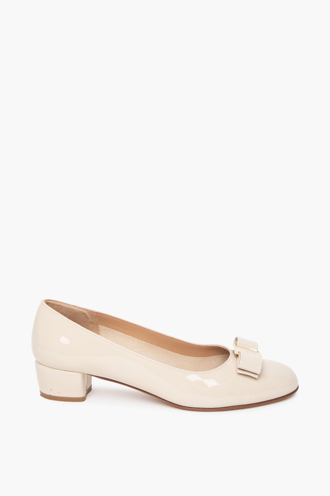 Salvatore Ferragamo Beige Patent Vara 1 Pump