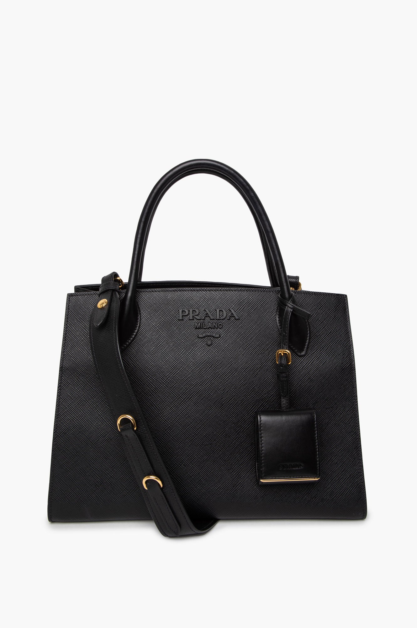 Prada Monochrome Matte Black Medium Saffiano Tote