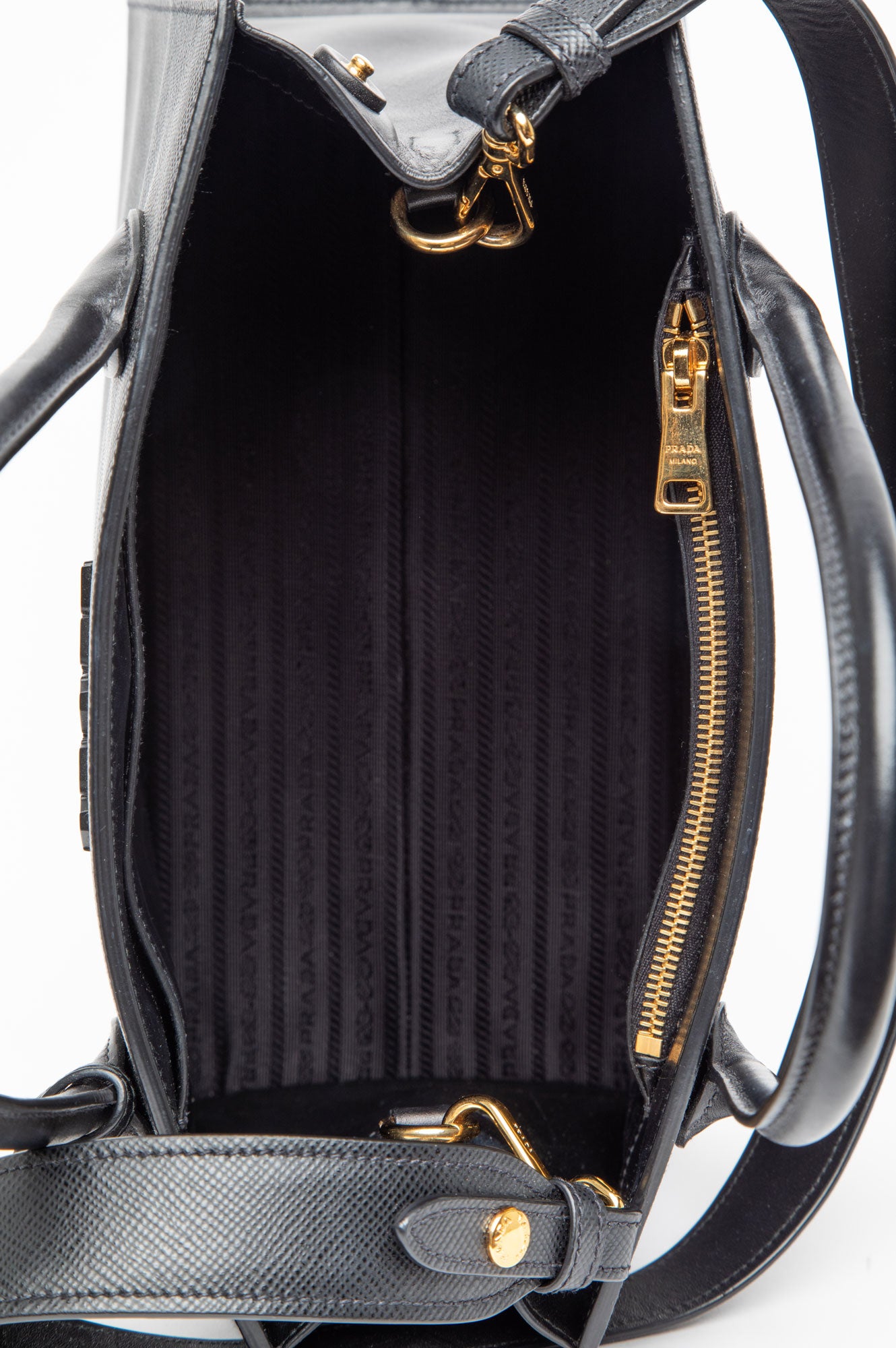 Prada Monochrome Matte Black Medium Saffiano Tote