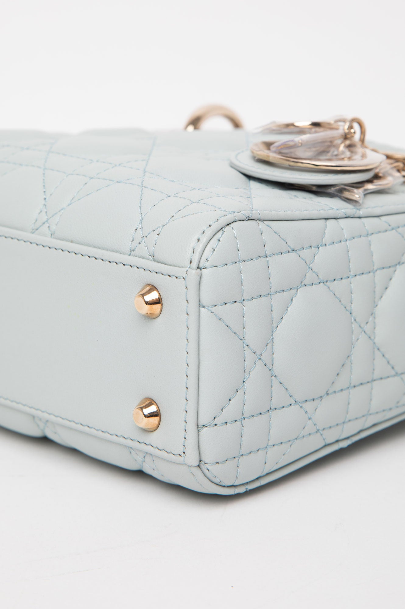 Christian Dior Mini Placid Blue Cannage Lady Dior