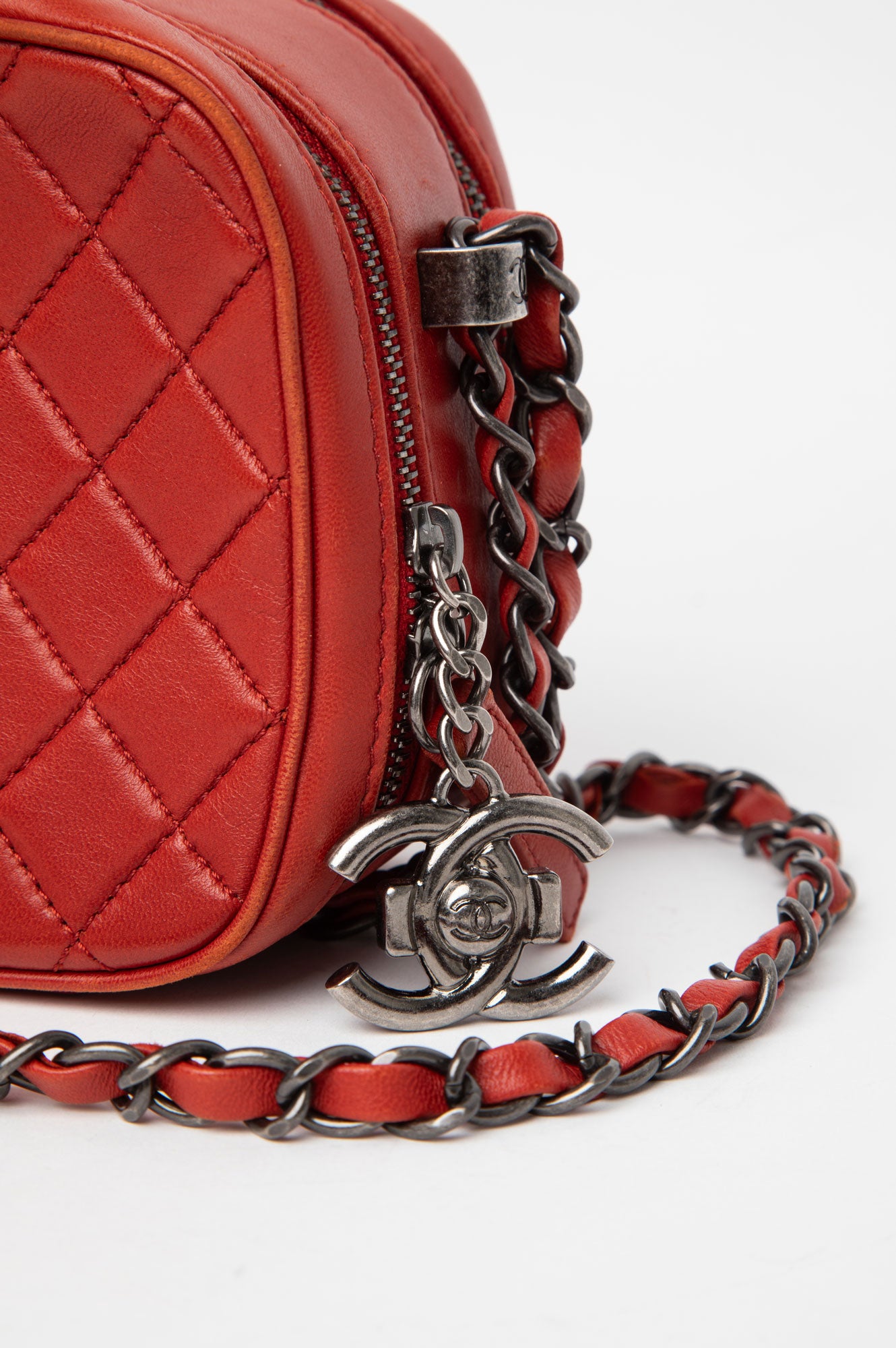 Chanel Red Quilted Lambskin Coco Boy Camera Crossbody Bag