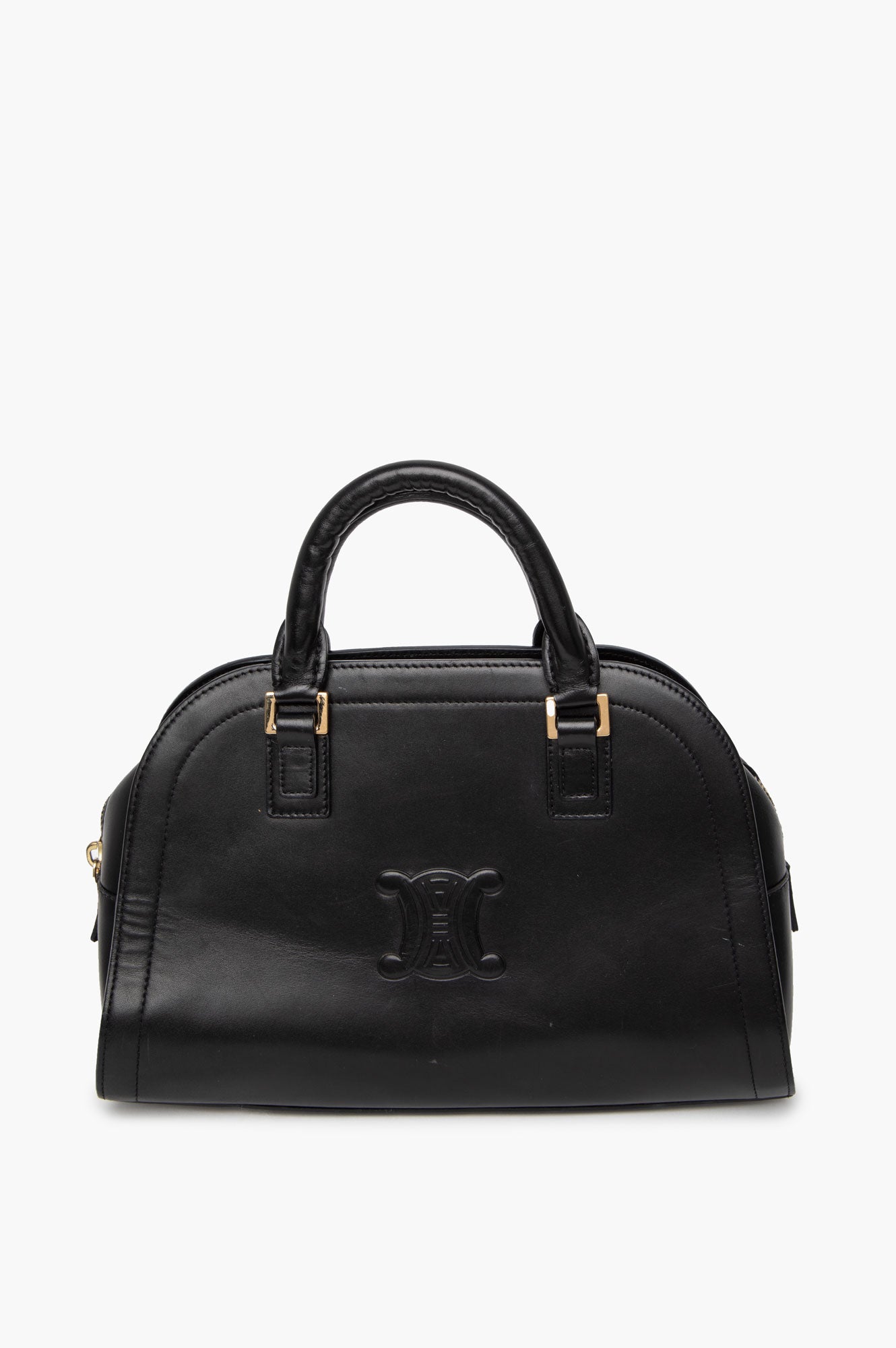 Celine Black Vintage Triomphe Mini Boston Bag