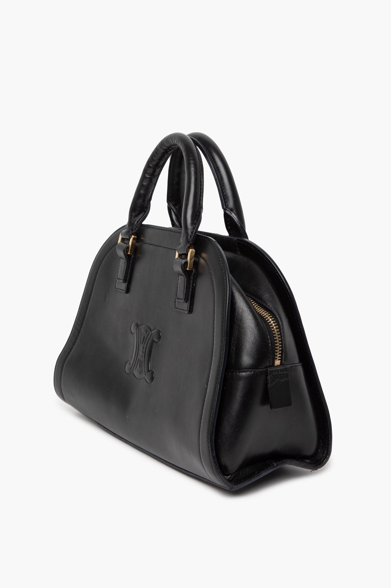 Celine Black Vintage Triomphe Mini Boston Bag