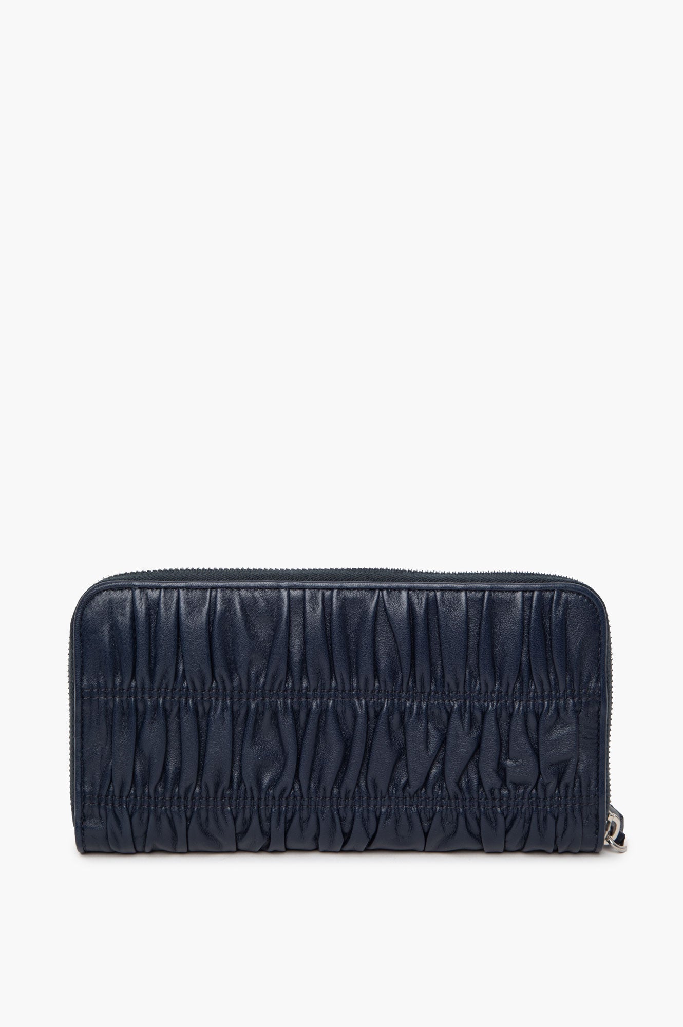 Prada Navy Blue Nappa Gaufre Zip-Around Wallet