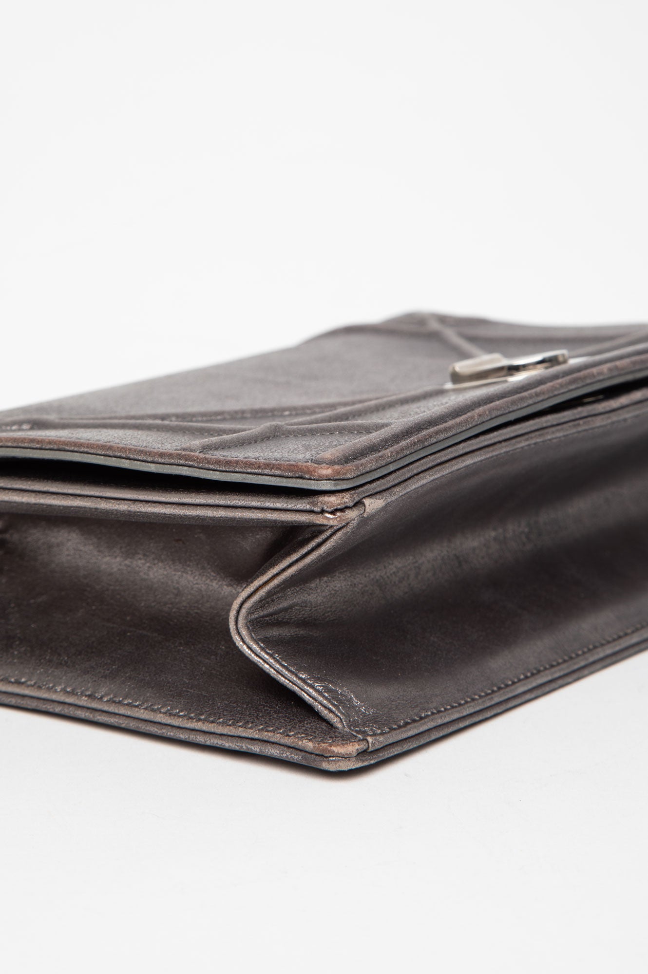 Christian Dior Distressed Silver Calfskin Medium Diorama