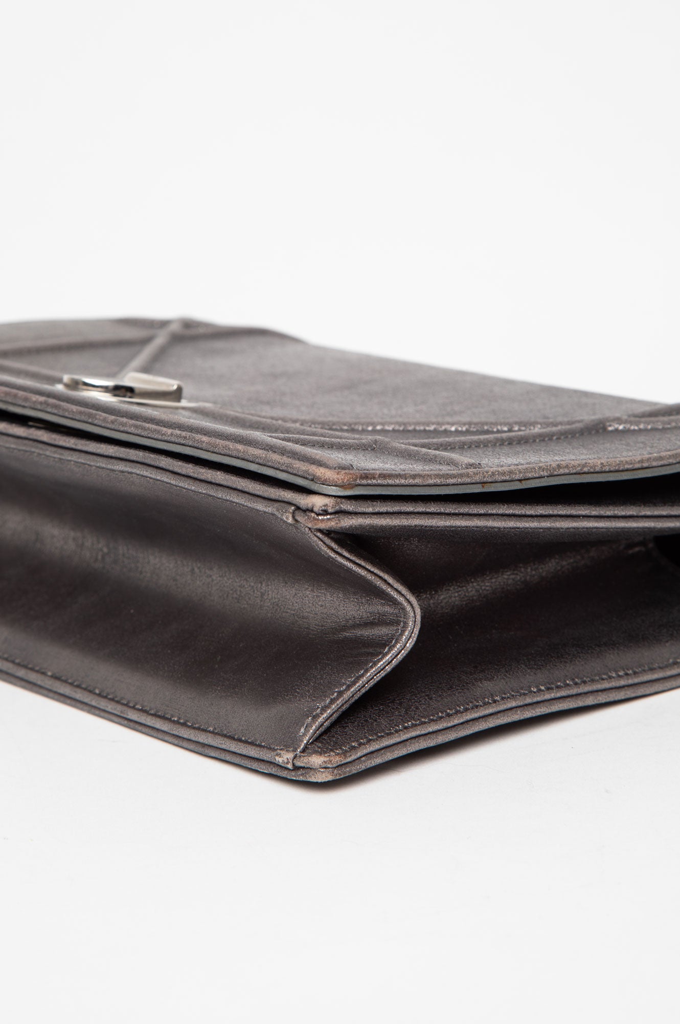 Christian Dior Distressed Silver Calfskin Medium Diorama