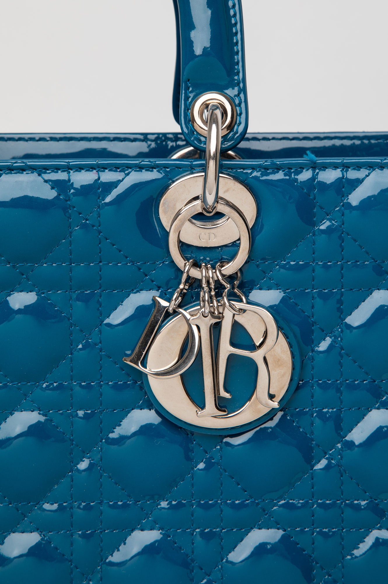 Christian Dior Large Blue Patent Cannage Lady Dior