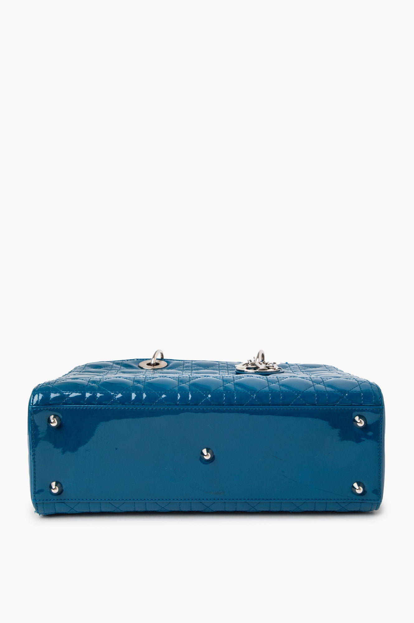 Christian Dior Large Blue Patent Cannage Lady Dior