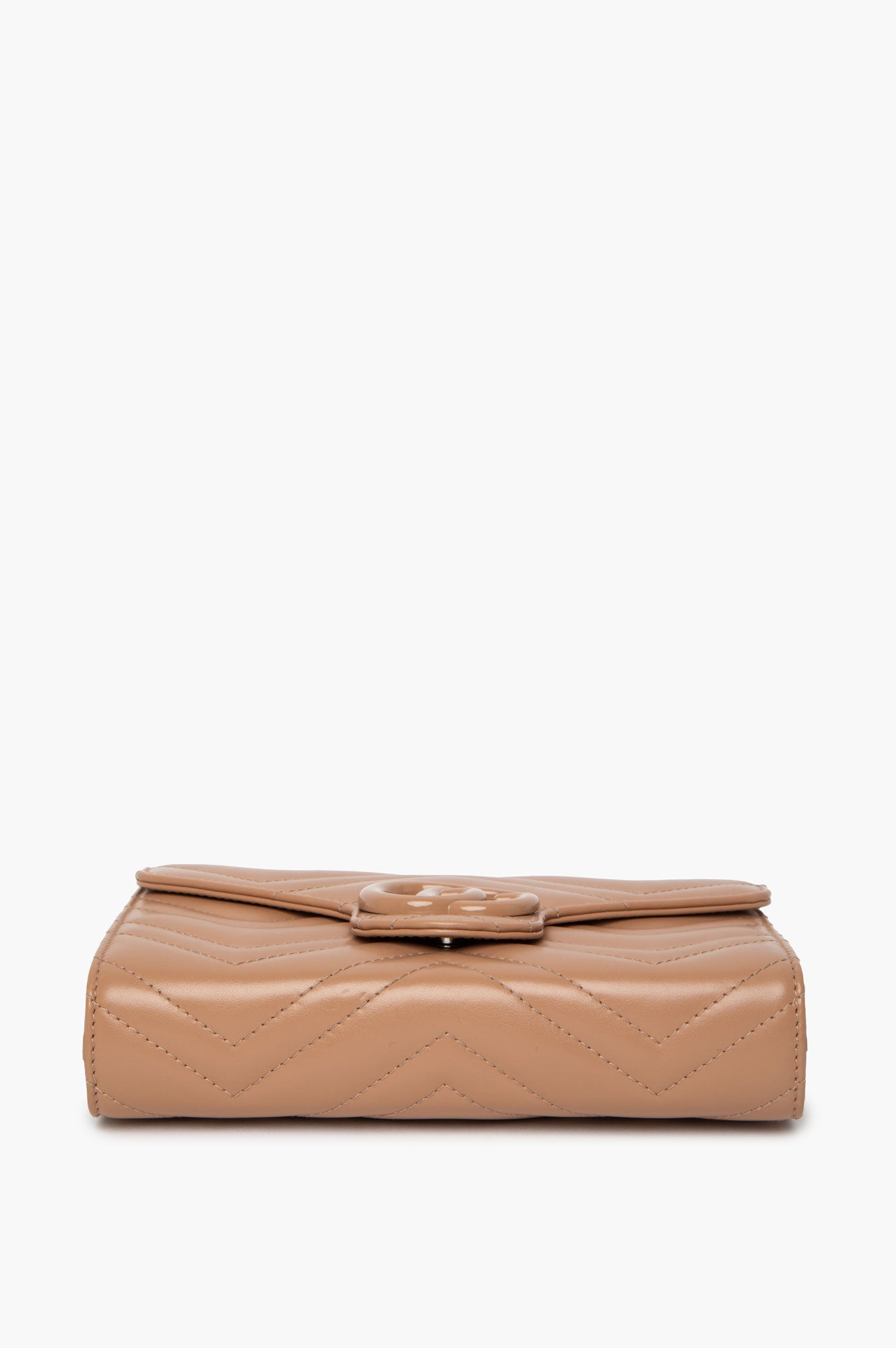 Gucci GG Marmont Nude Matelassé Leather Wallet On Chain