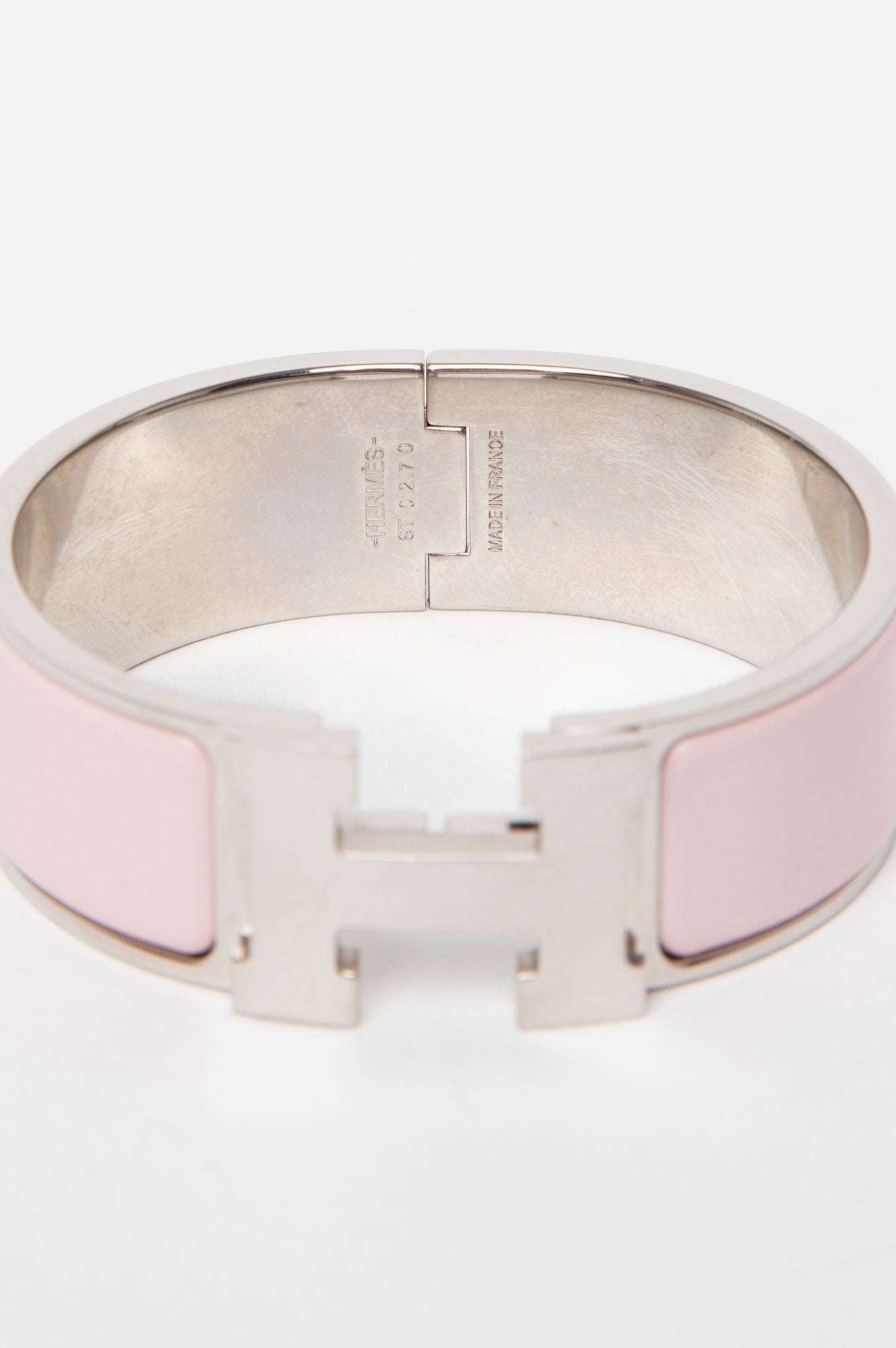 Hermès Clic Clac H Rose/Palladium Bracelet PM