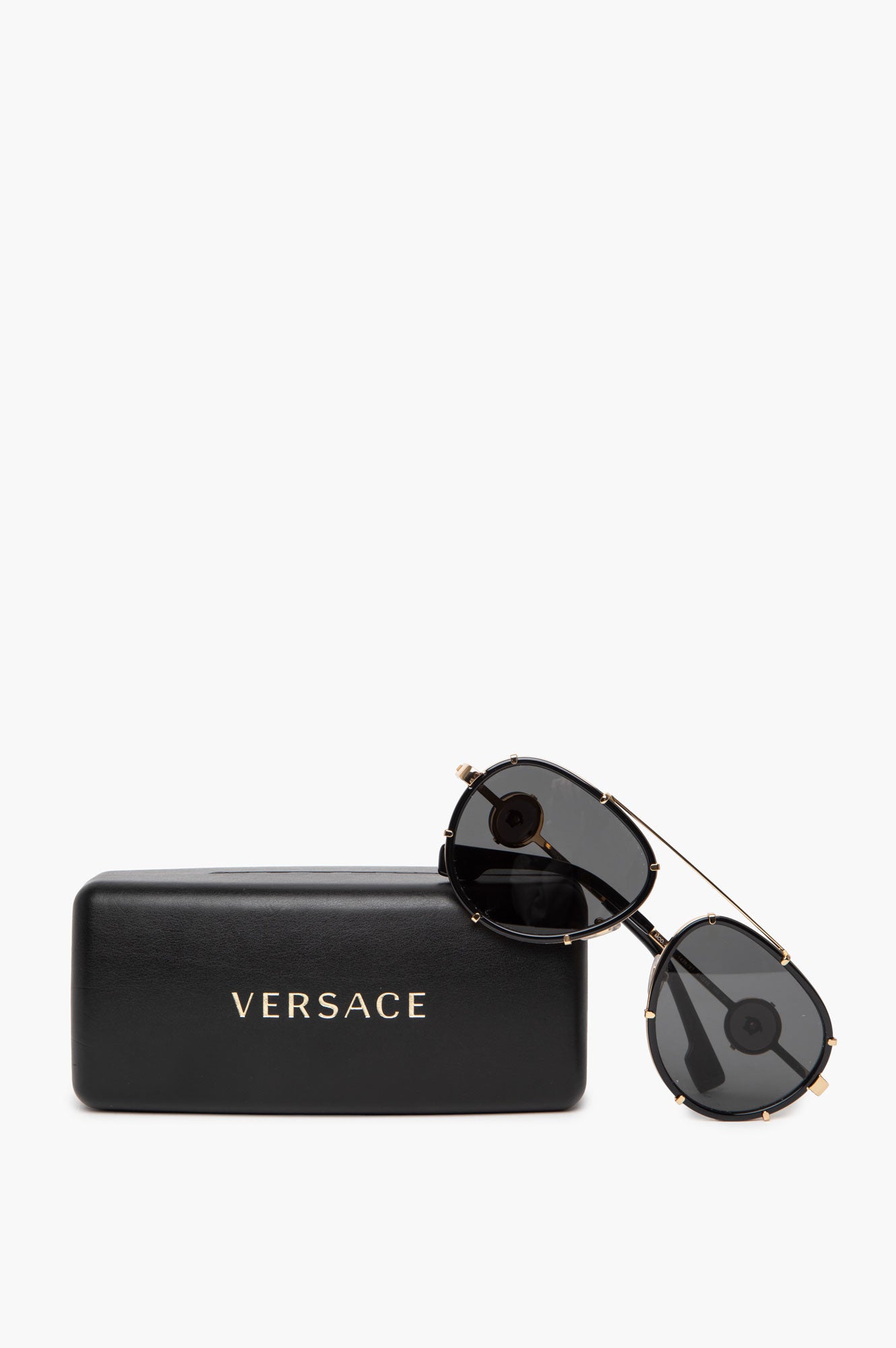 Versace VE2232 Black/Grey Pilot Sunglasses Mens