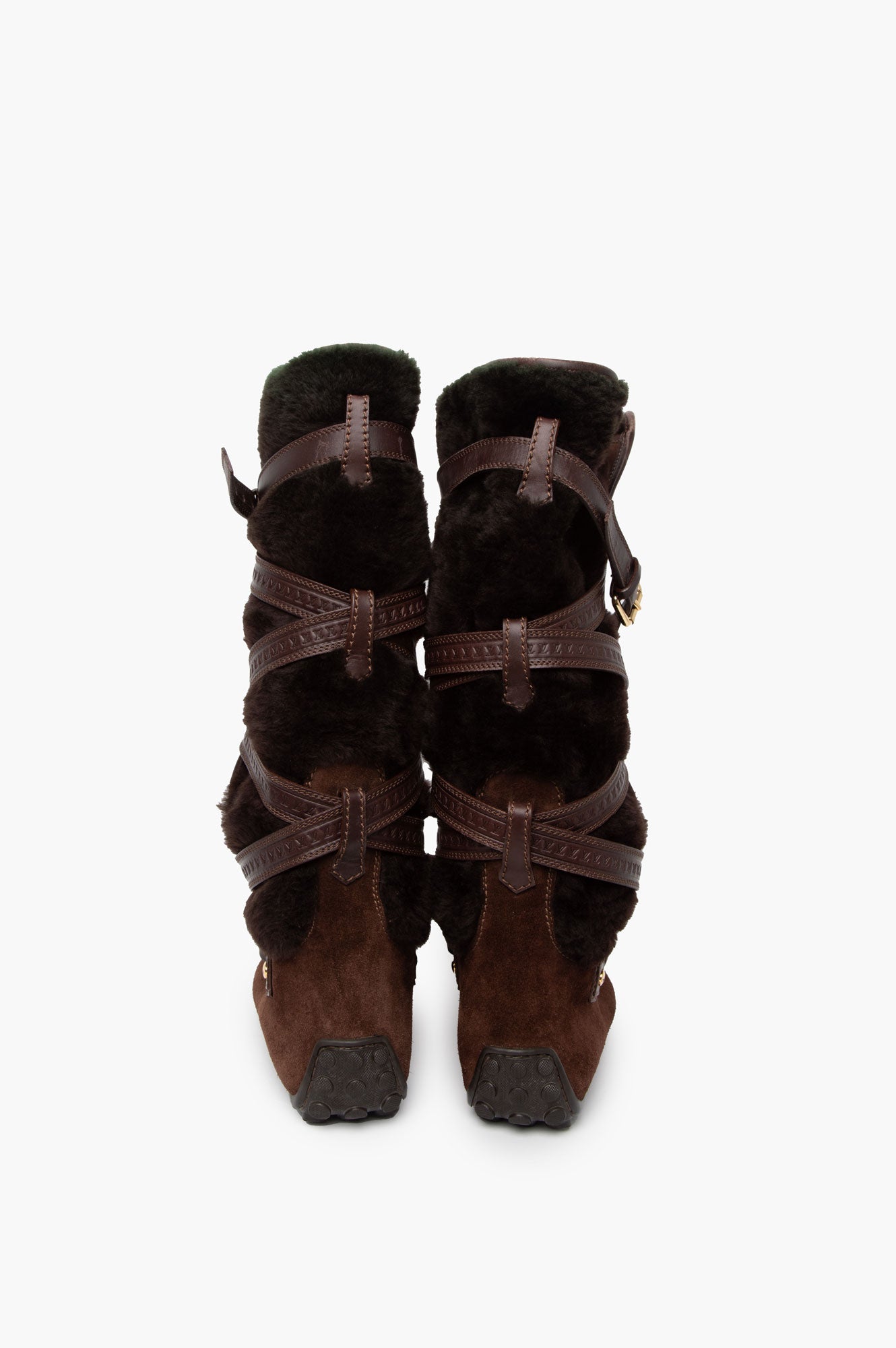 Louis Vuitton Brown Fur Knee High Boots Size 37
