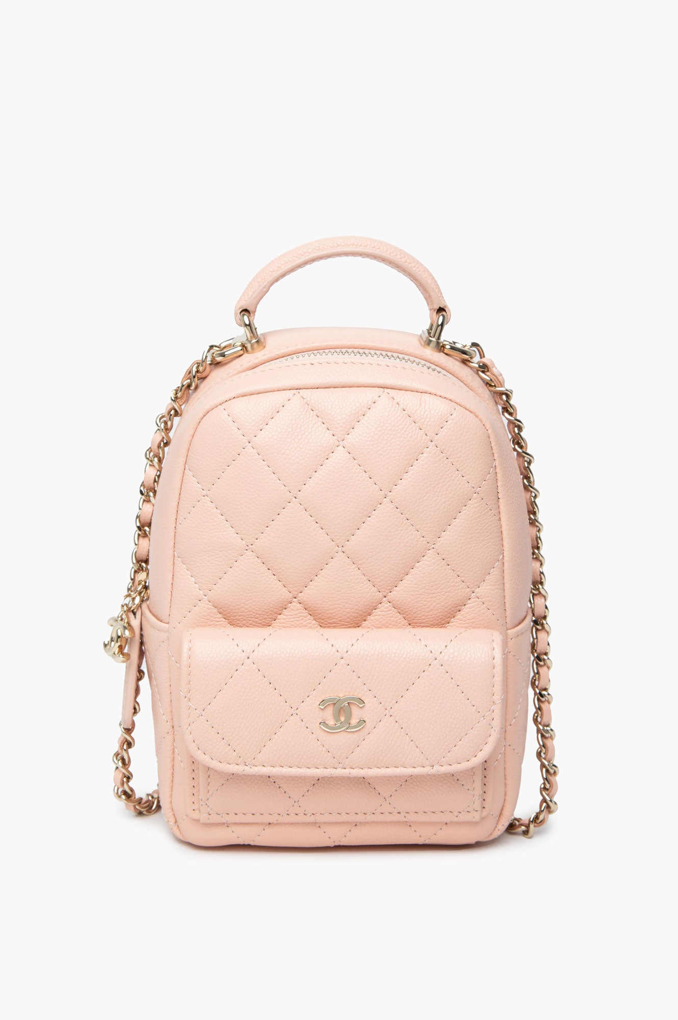 Chanel Light Pink Caviar 24C Mini Backpack