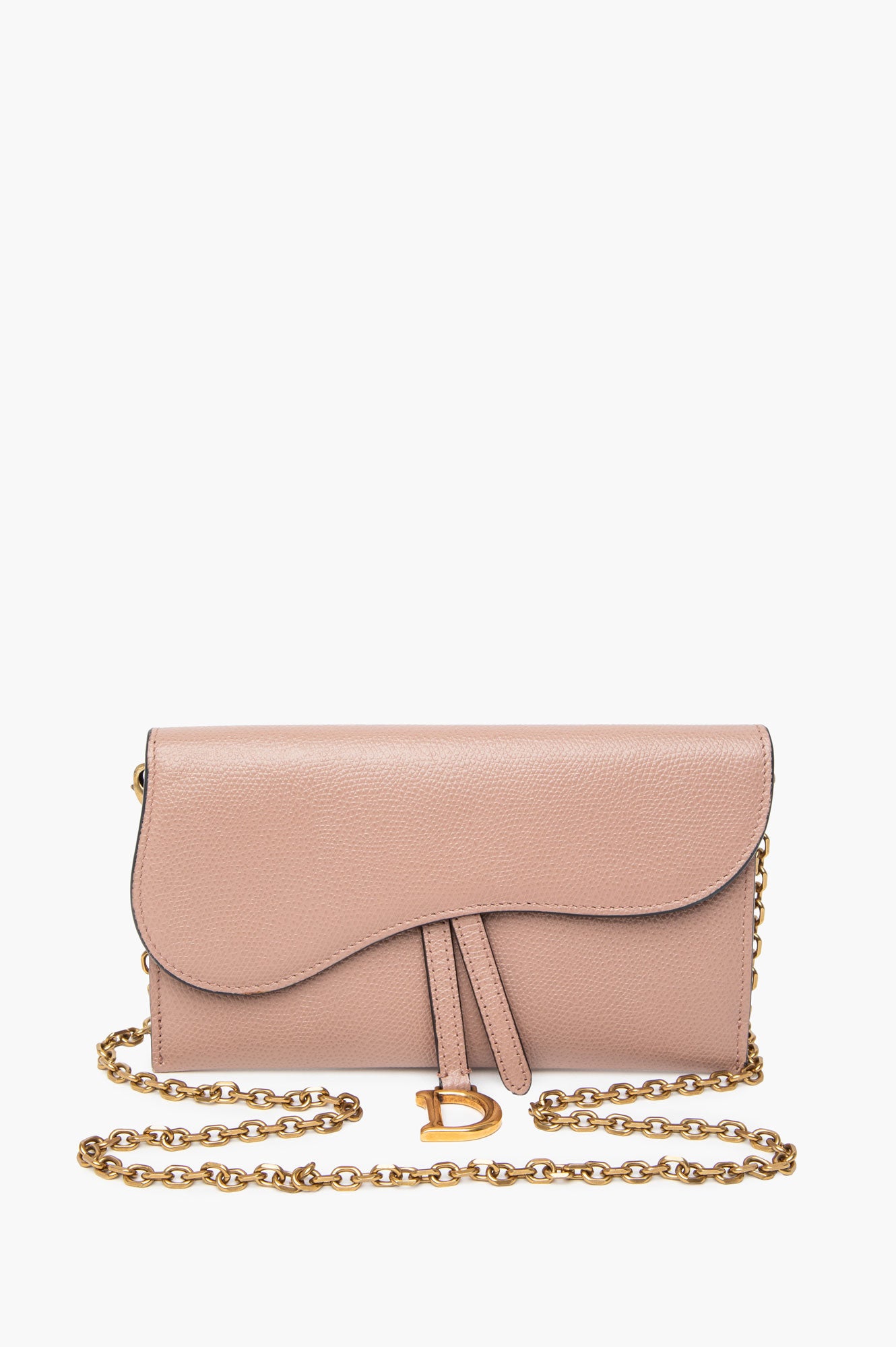 Christian Dior Dusty Rose Saddle Wallet on Chain