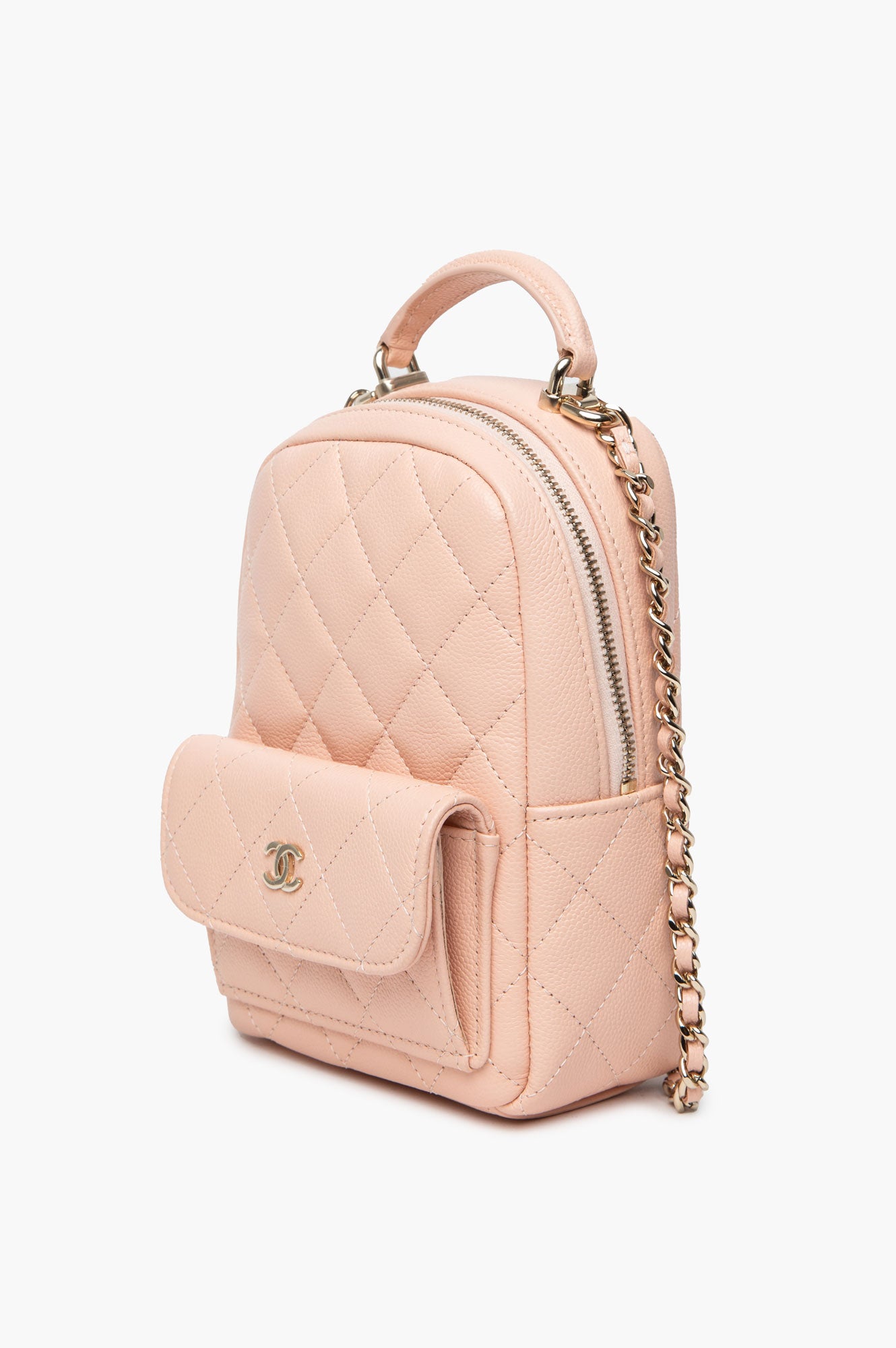 Chanel Light Pink Caviar 24C Mini Backpack