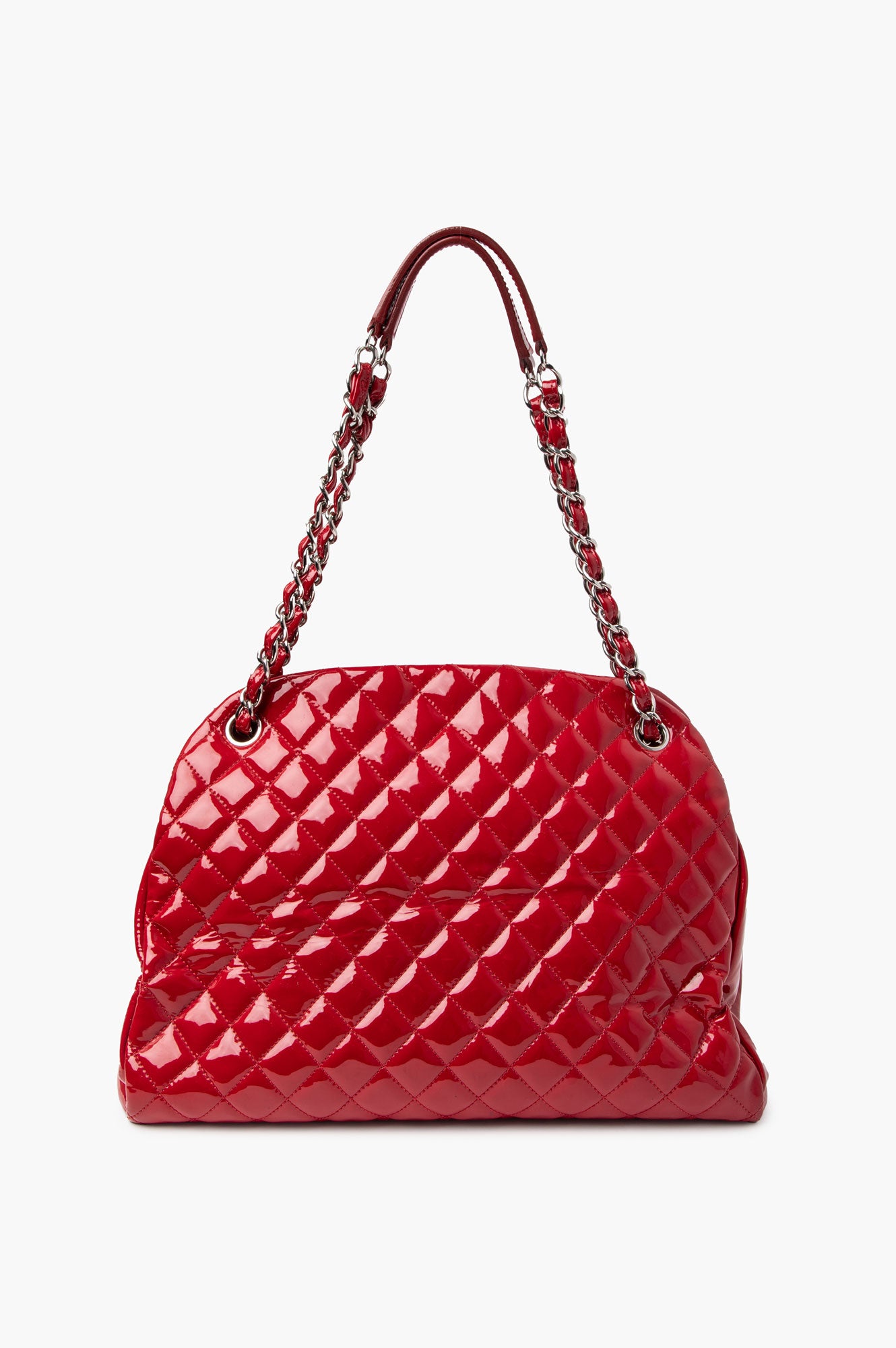 Chanel Red Mademoiselle Patent Bowling Bag