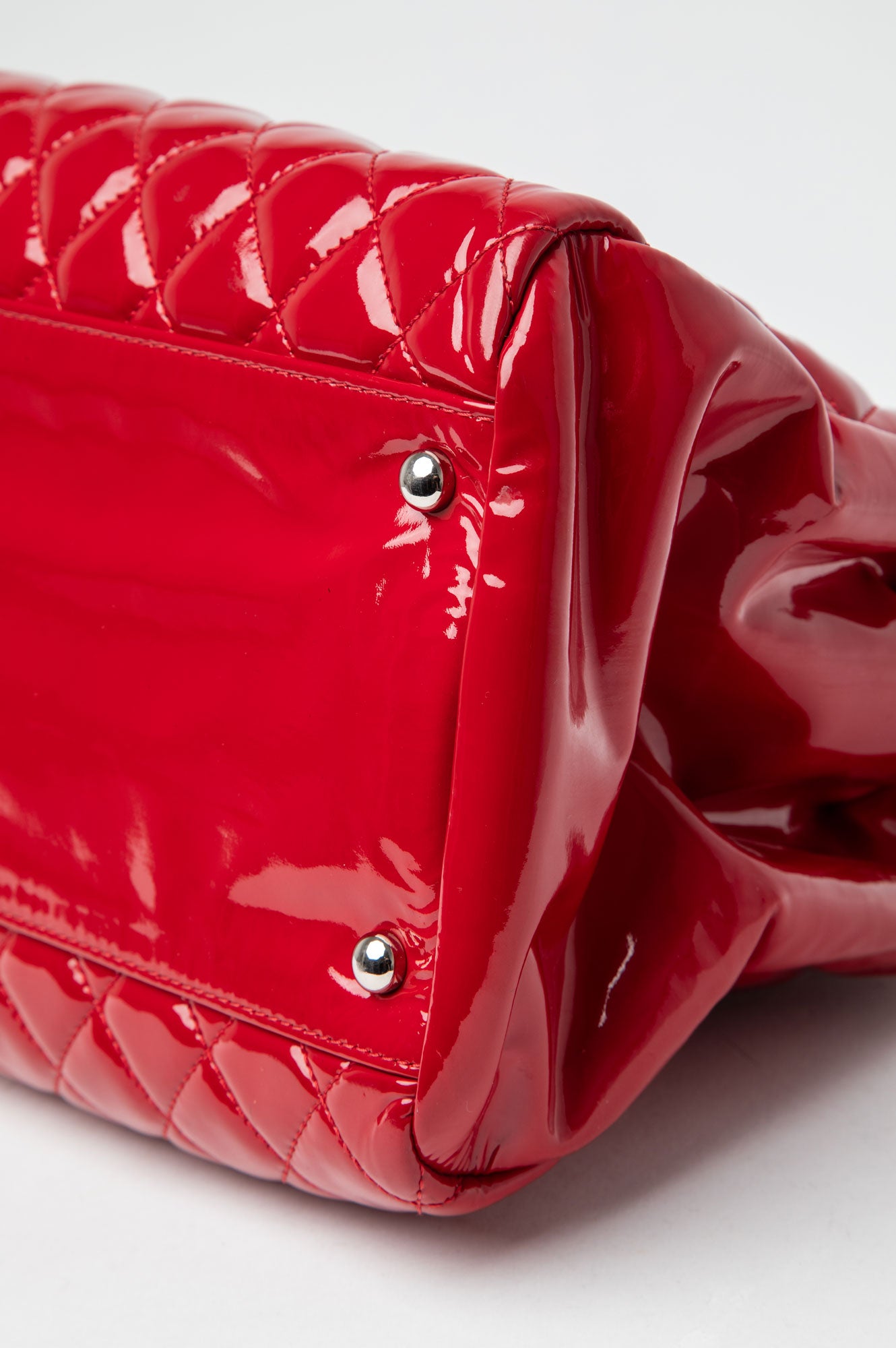 Chanel Red Mademoiselle Patent Bowling Bag