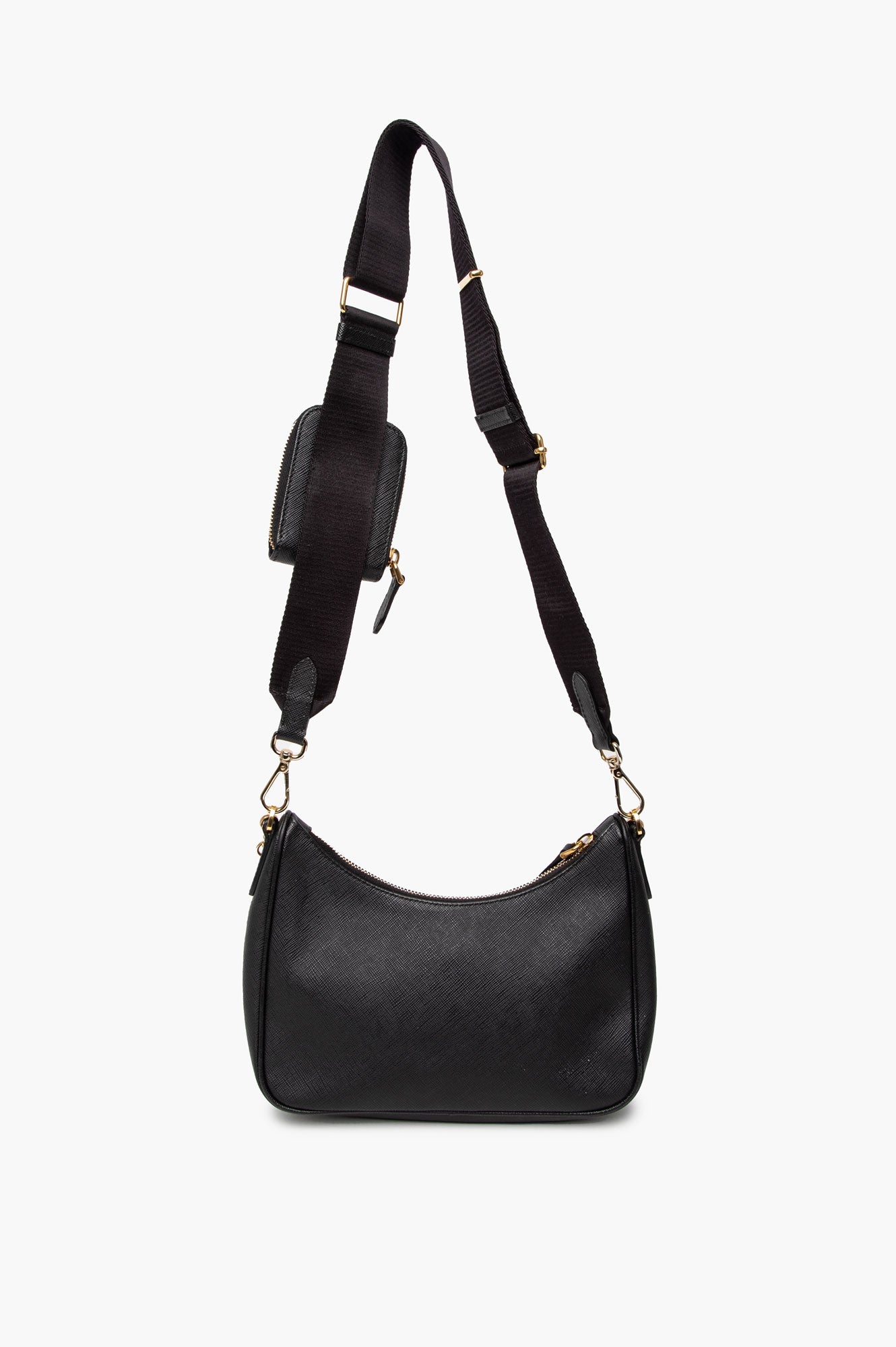 Prada Black Saffiano Leather Re-Edition 2005 Shoulder Bag with Straps