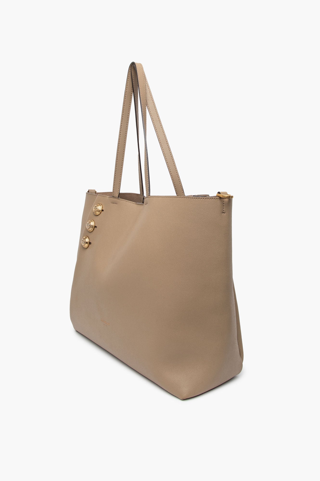 Balmain Embleme Taupe Grained Leather Tote