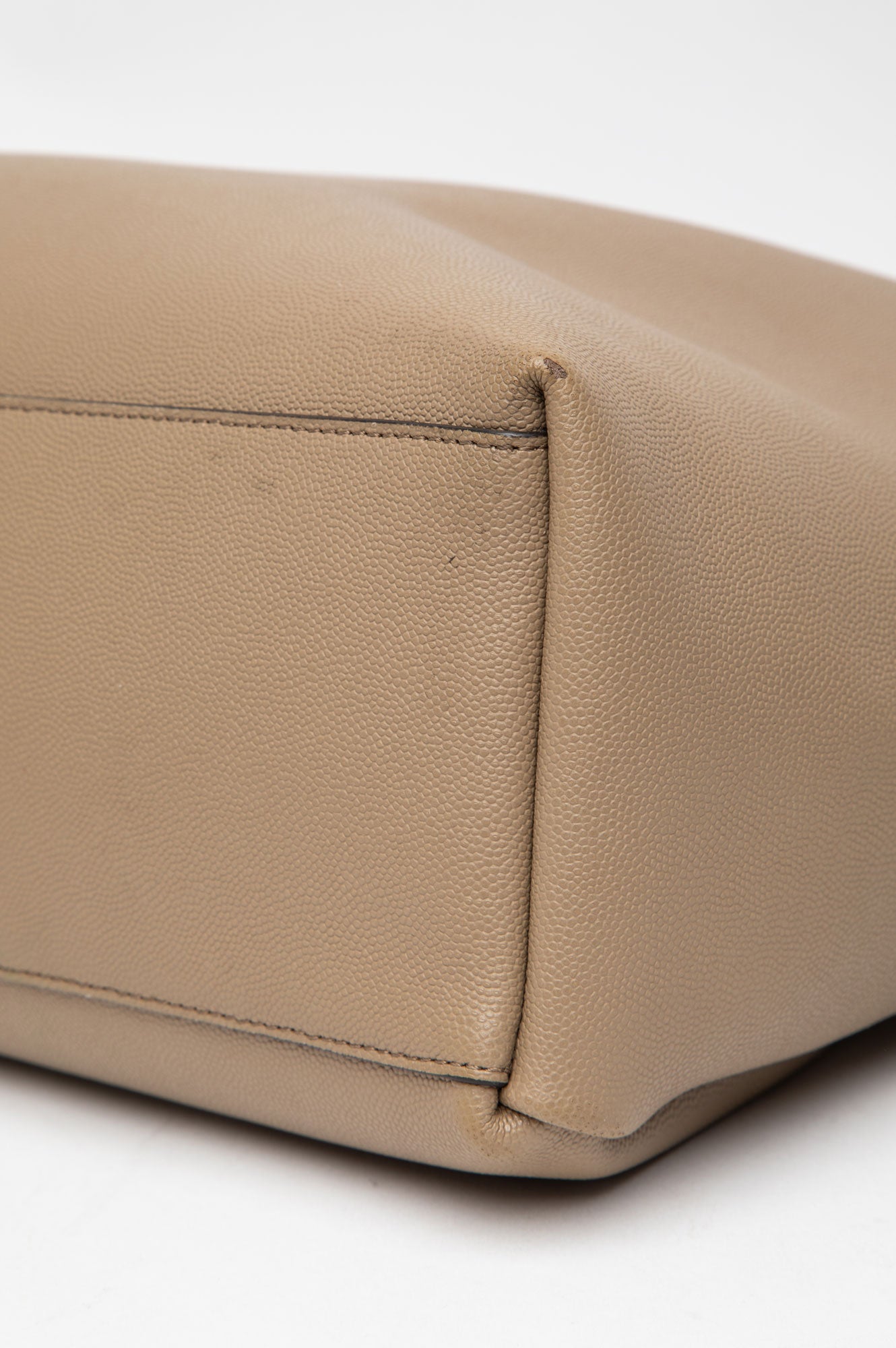 Balmain Embleme Taupe Grained Leather Tote