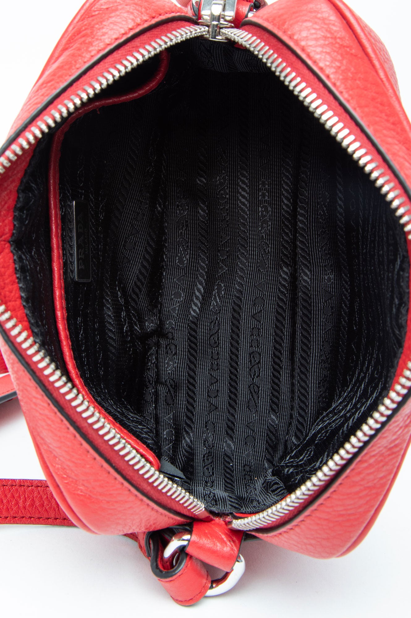 Prada Red Pebbled Leather Crossbody Bag