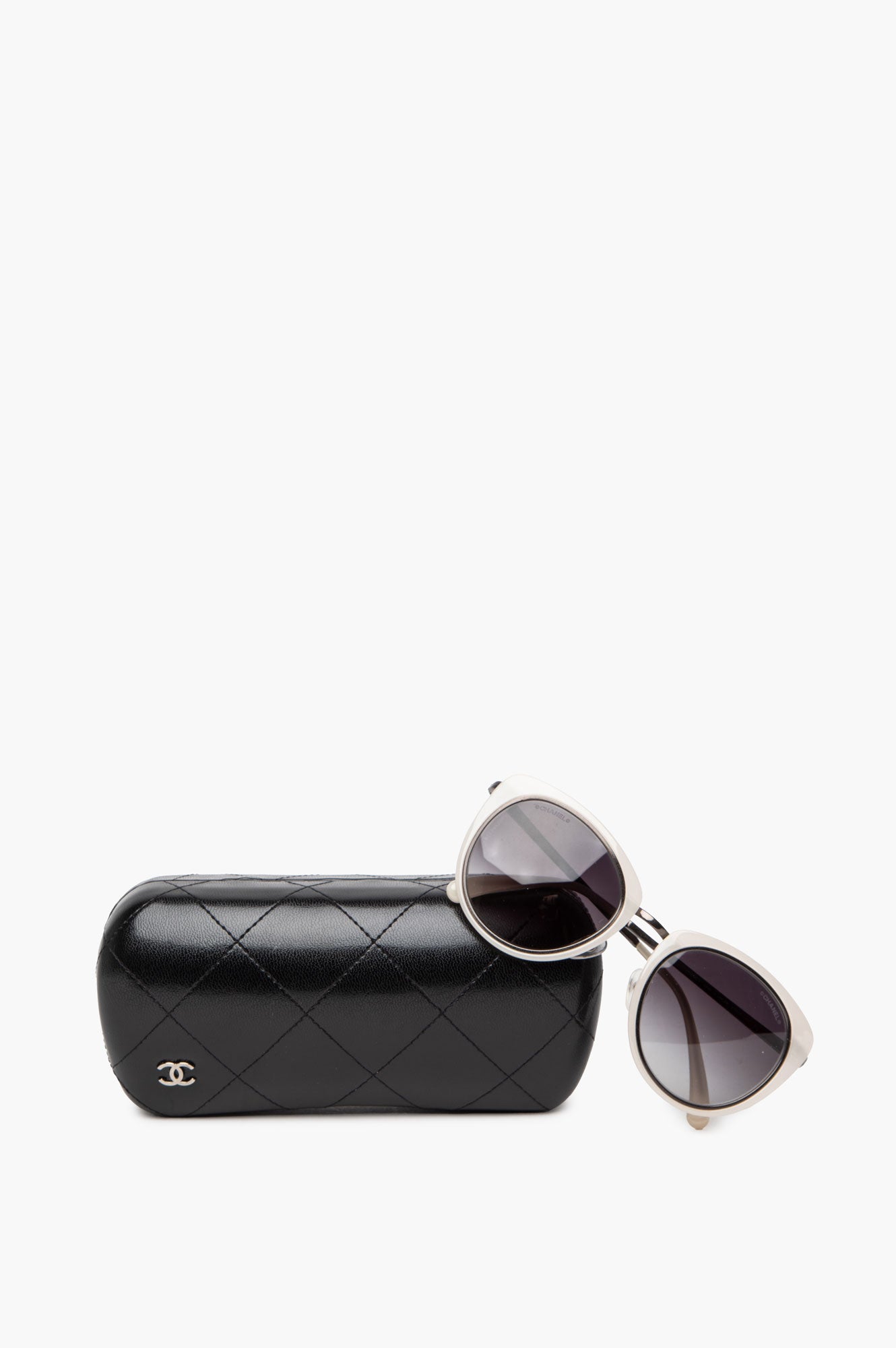 Chanel CH4202 White Round Cat-Eye Sunglasses