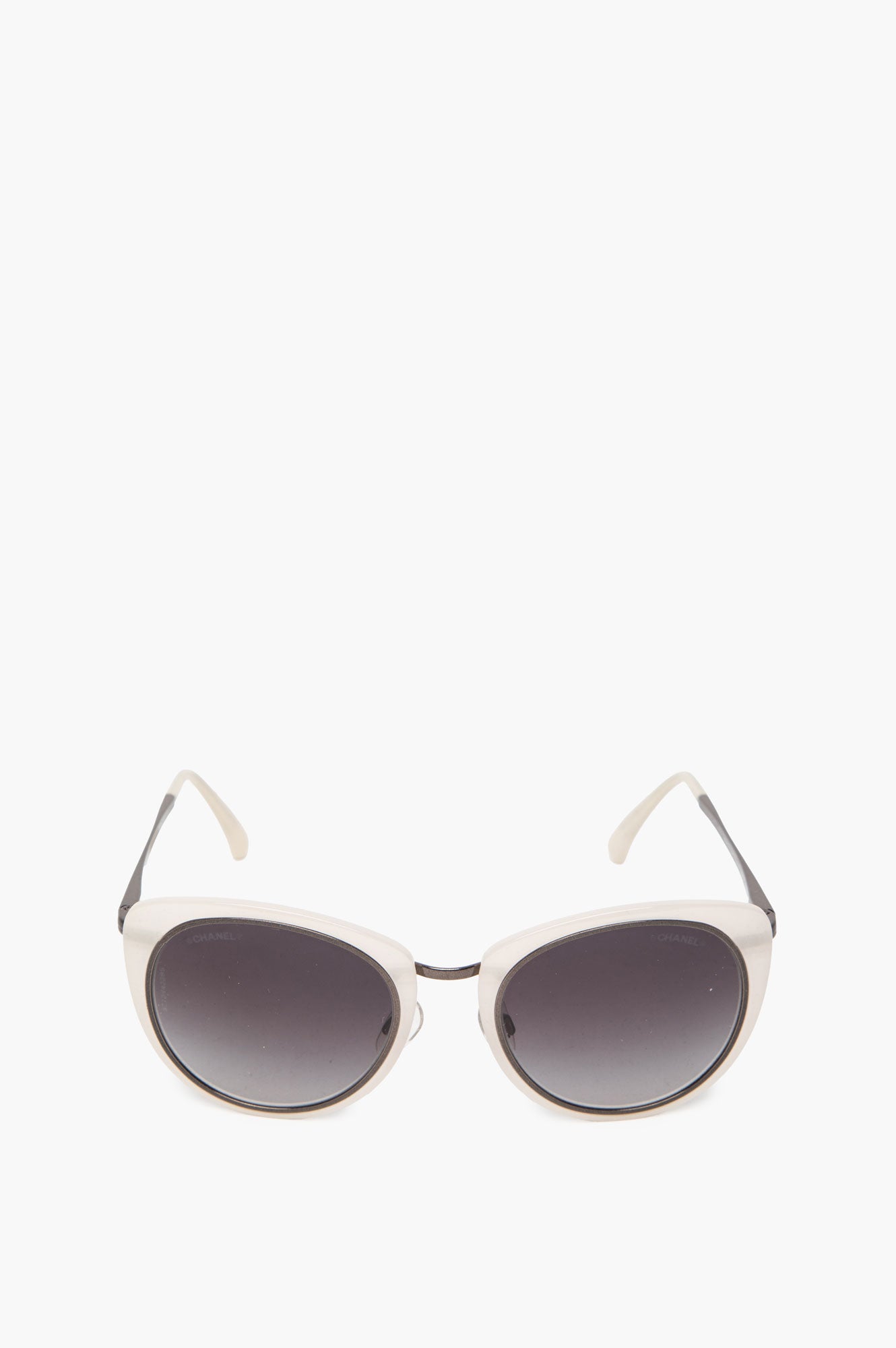 Chanel CH4202 White Round Cat-Eye Sunglasses