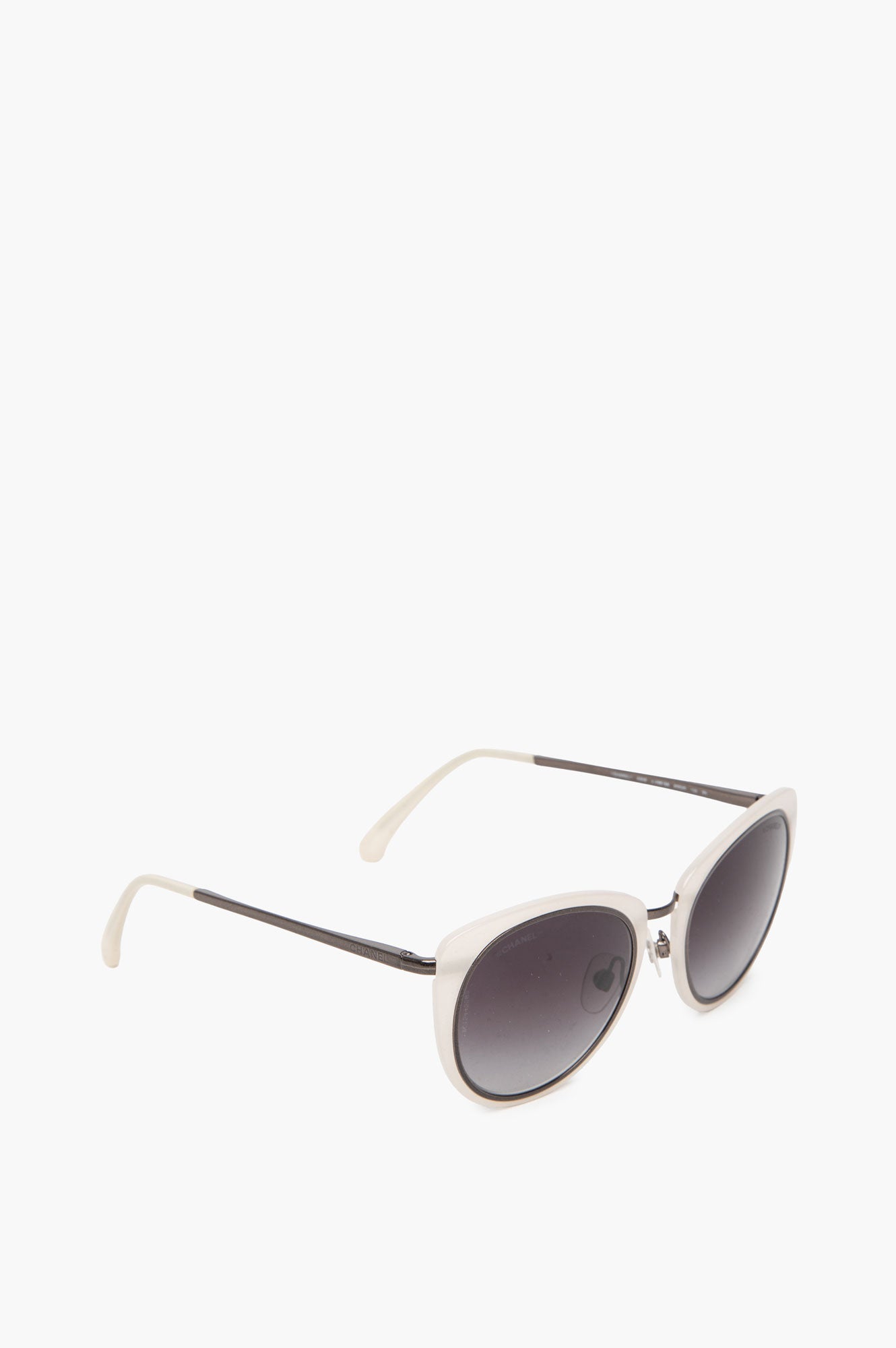 Chanel CH4202 White Round Cat-Eye Sunglasses