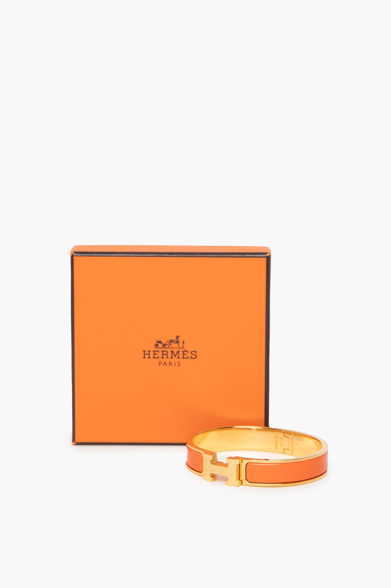 Hermes Clic H Bracelet Orange Gold Size PM