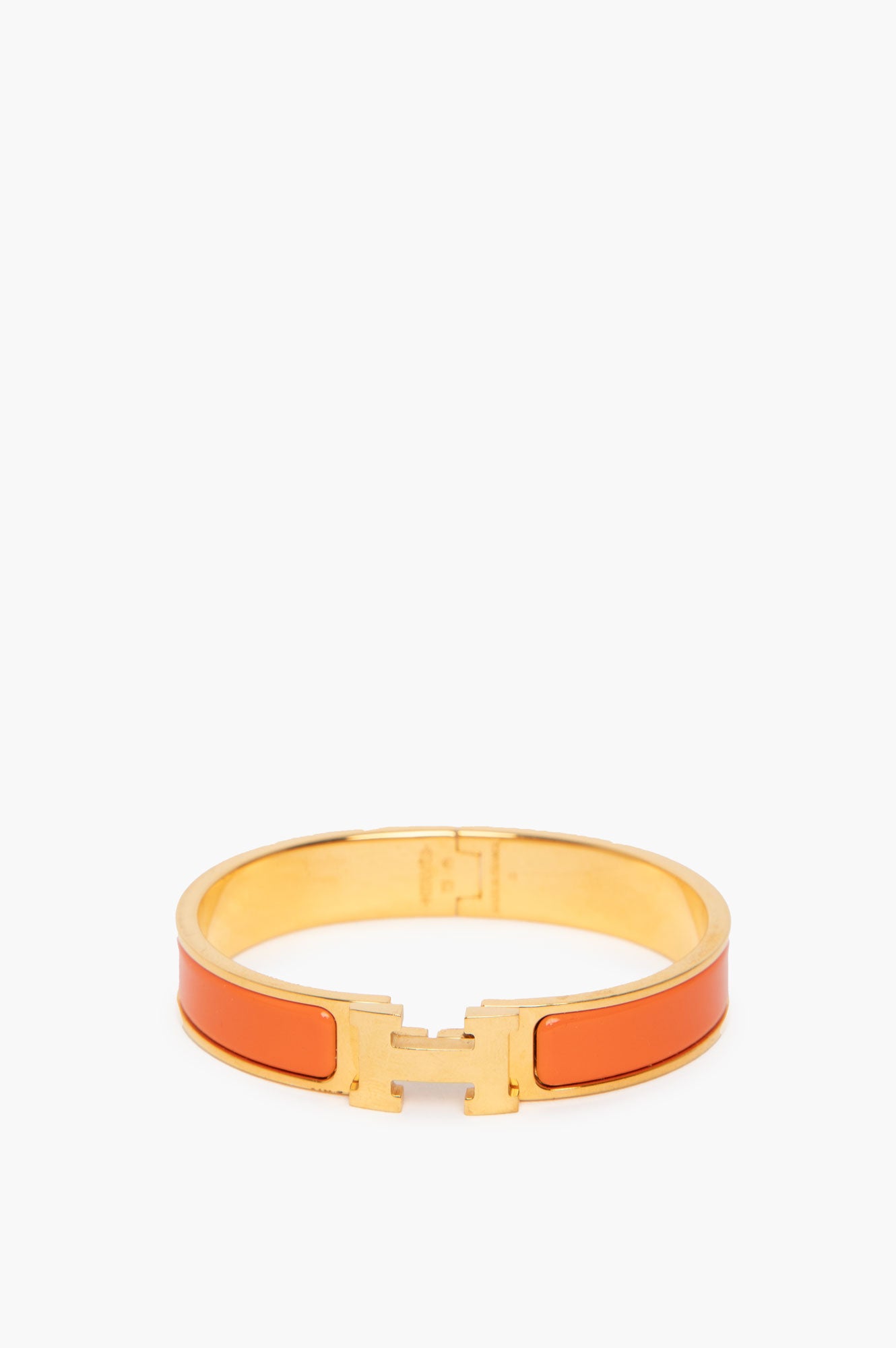 Hermes Clic H Bracelet Orange Gold Size PM