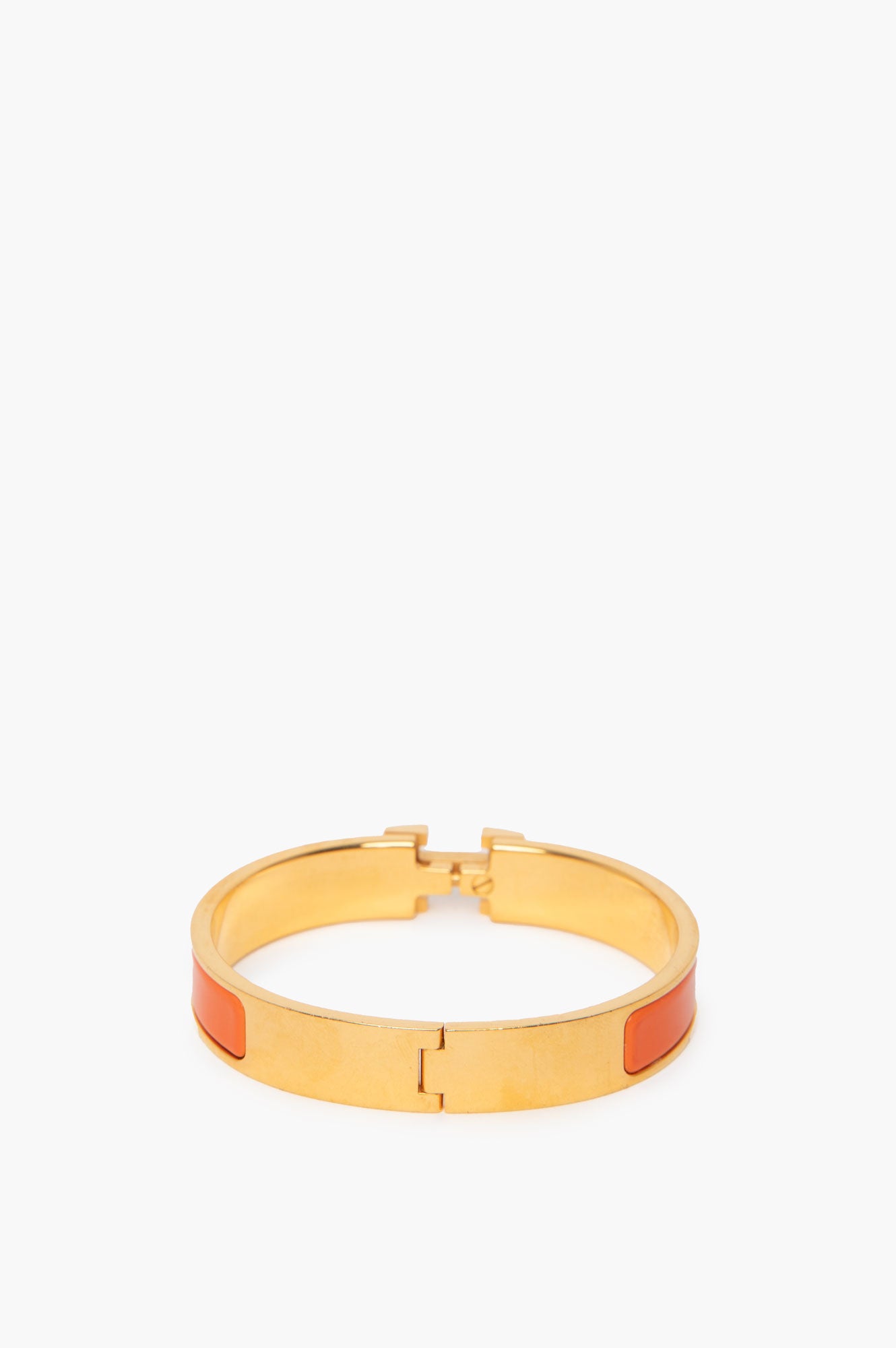 Hermes Clic H Bracelet Orange Gold Size PM