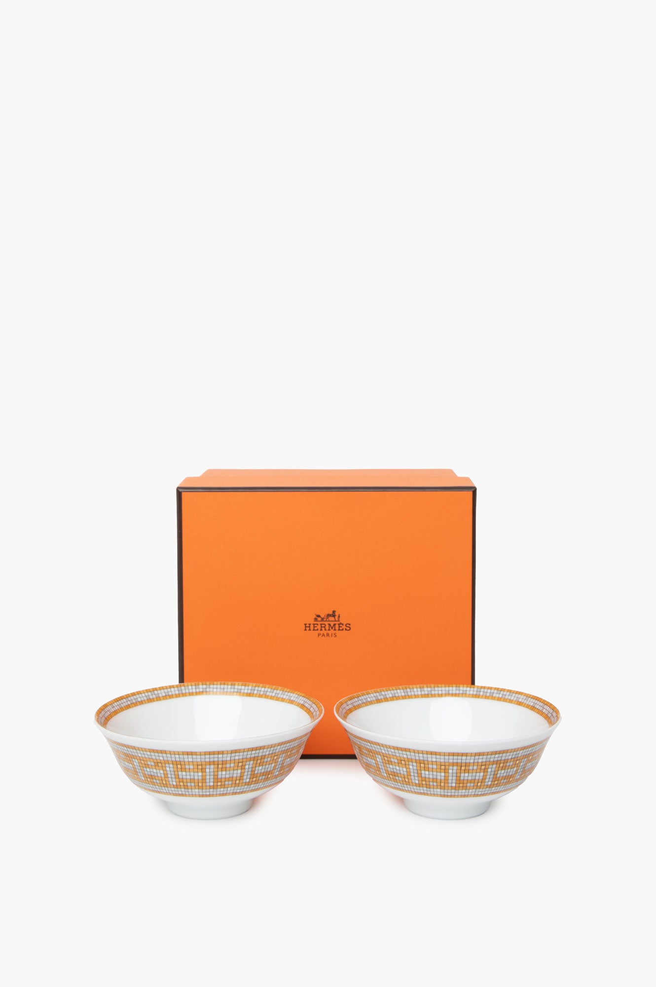 Hermes Mosaique Au 24 Gold Pattern Bowl Set