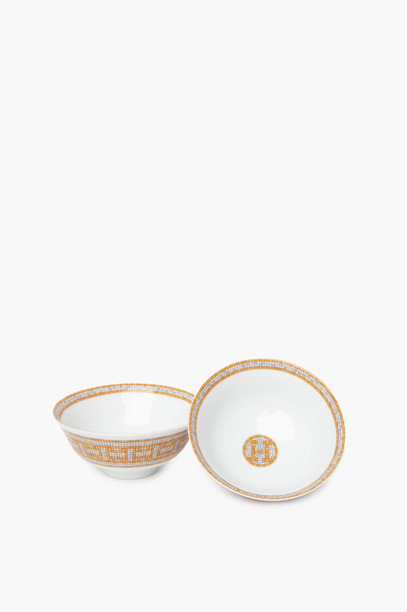 Hermes Mosaique Au 24 Gold Pattern Bowl Set