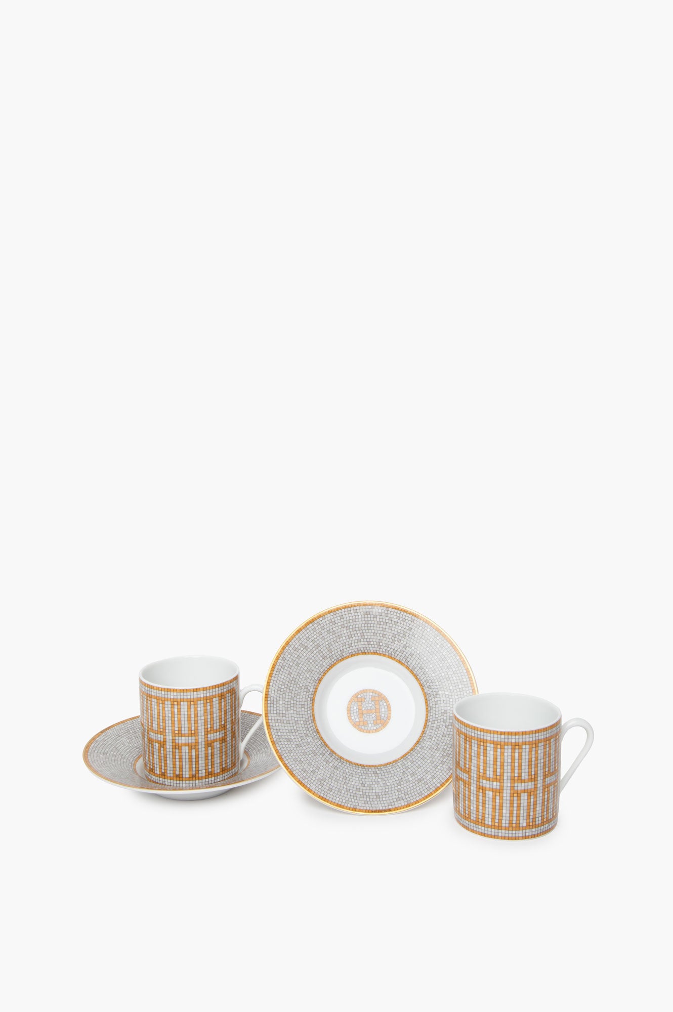 Hermes Mosaique Au 24 Gold Pattern Expresso Cup Set